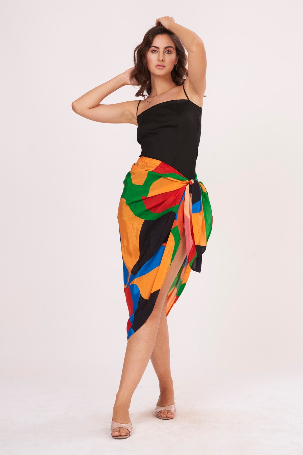 Buy Designer Black Dress & Sarong Skirt Set for Women Online