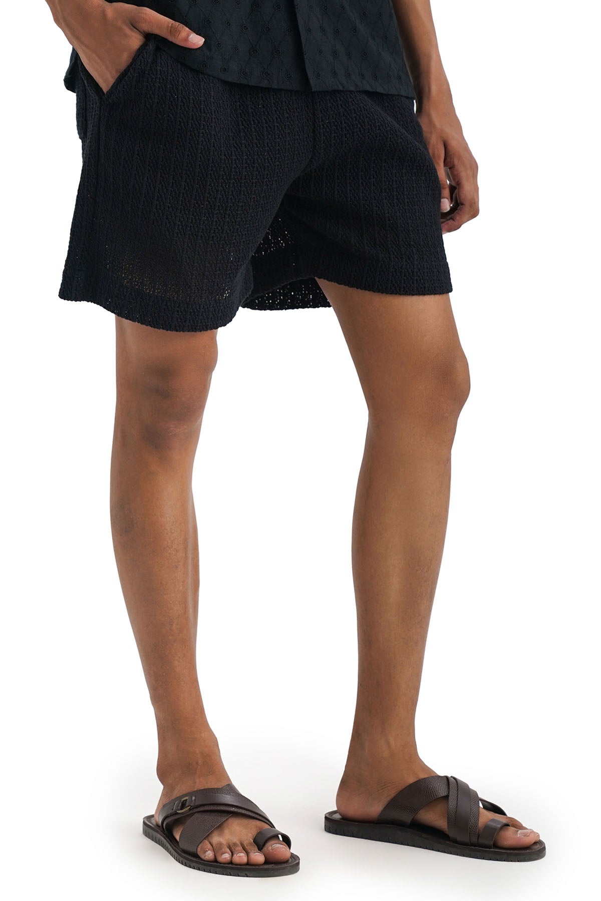 Black Crochet 100% Cotton Shorts