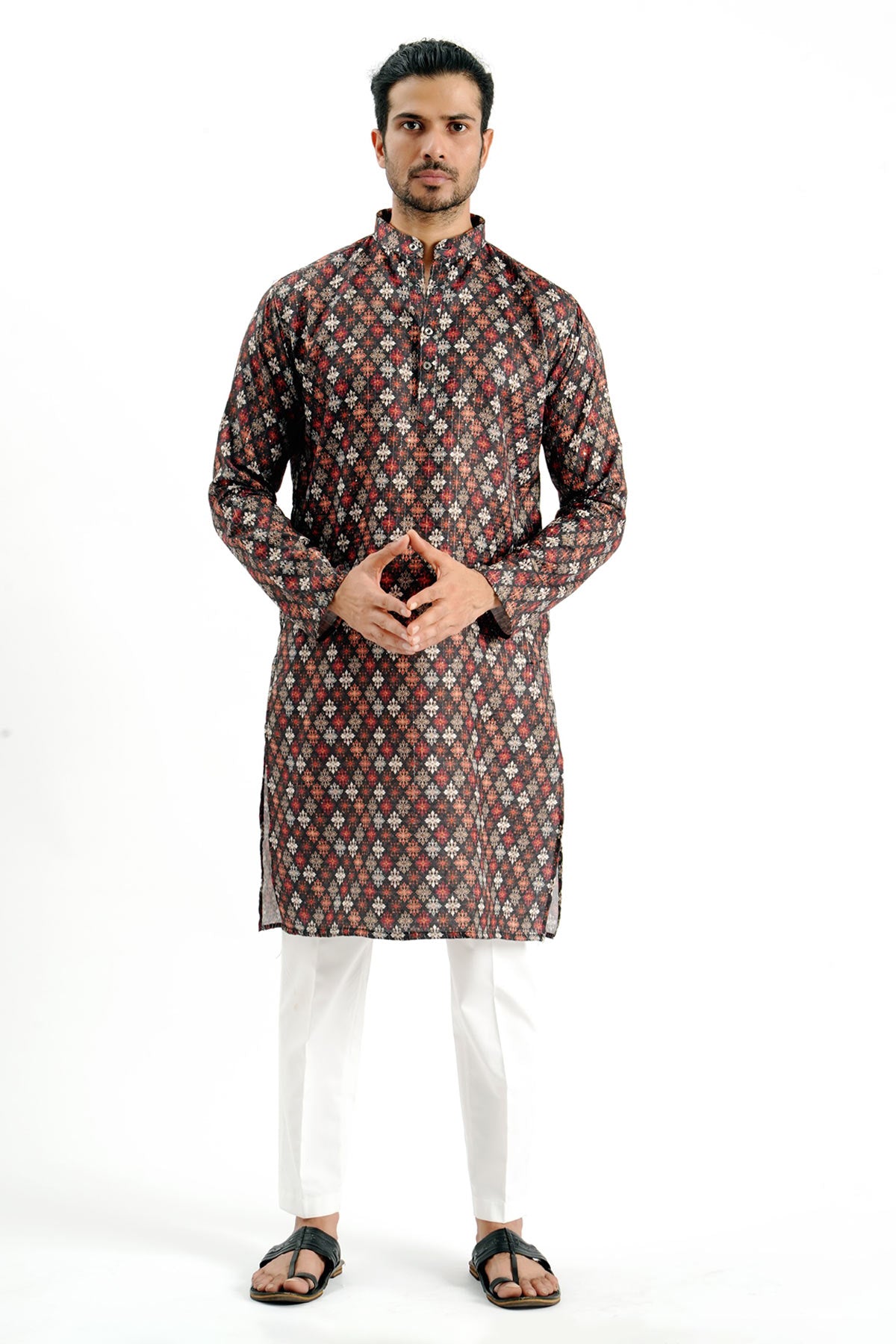 Black Crochet Bandhani Kurta