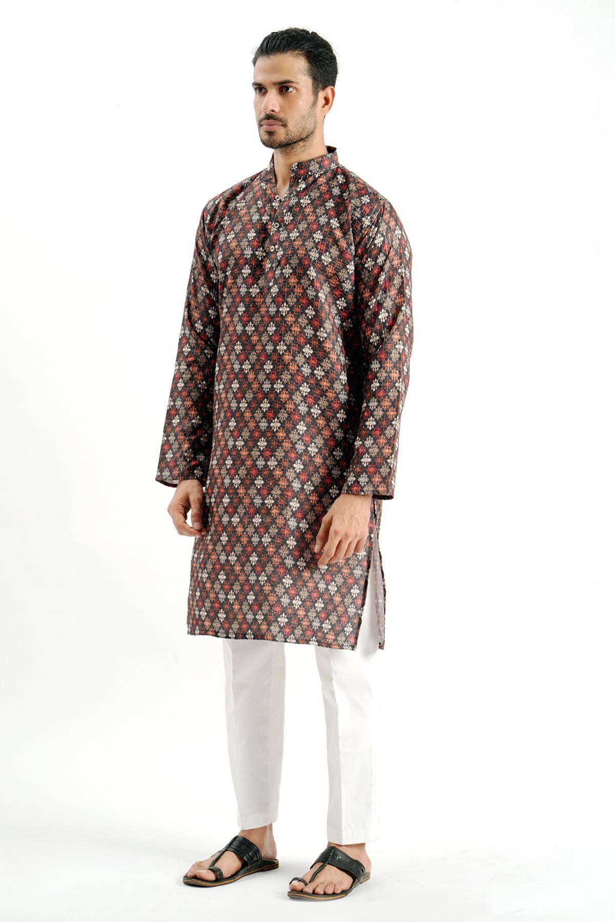 Black Crochet Bandhani Kurta