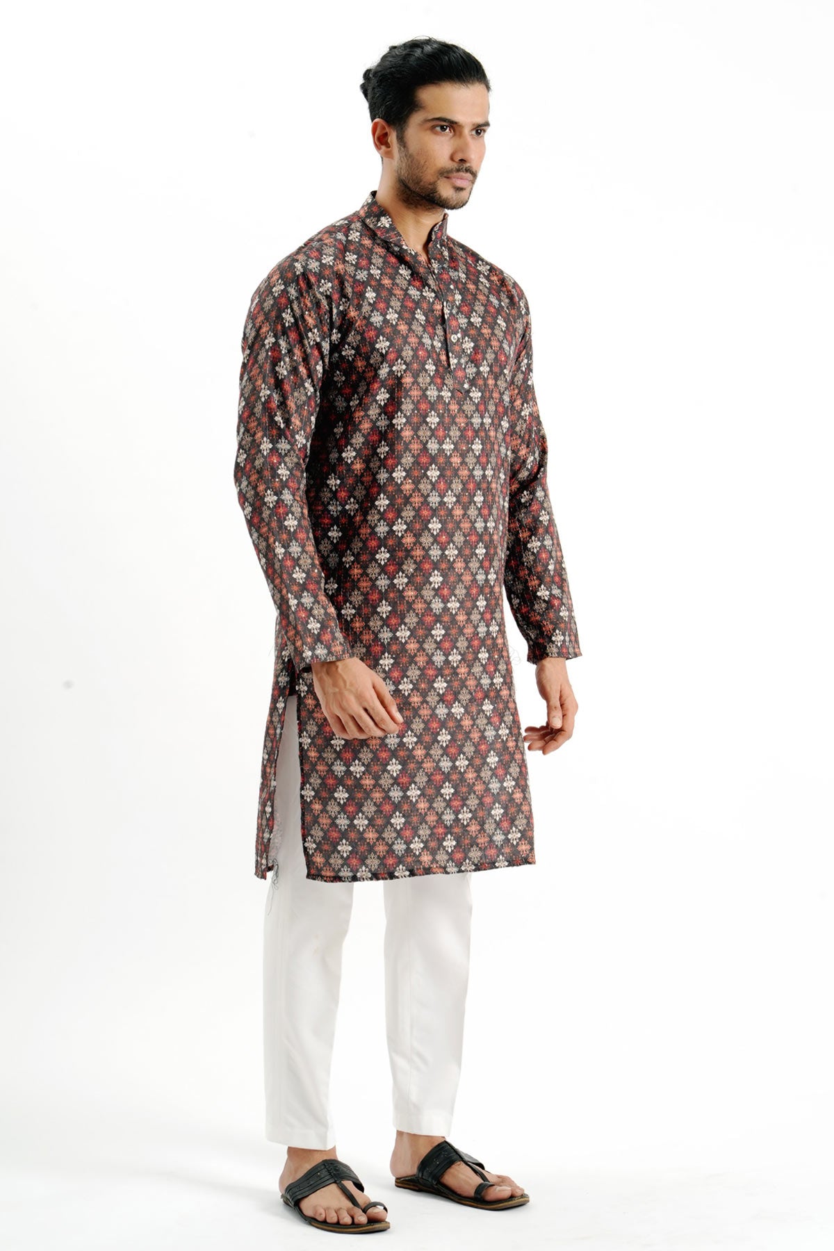 Black Crochet Bandhani Kurta