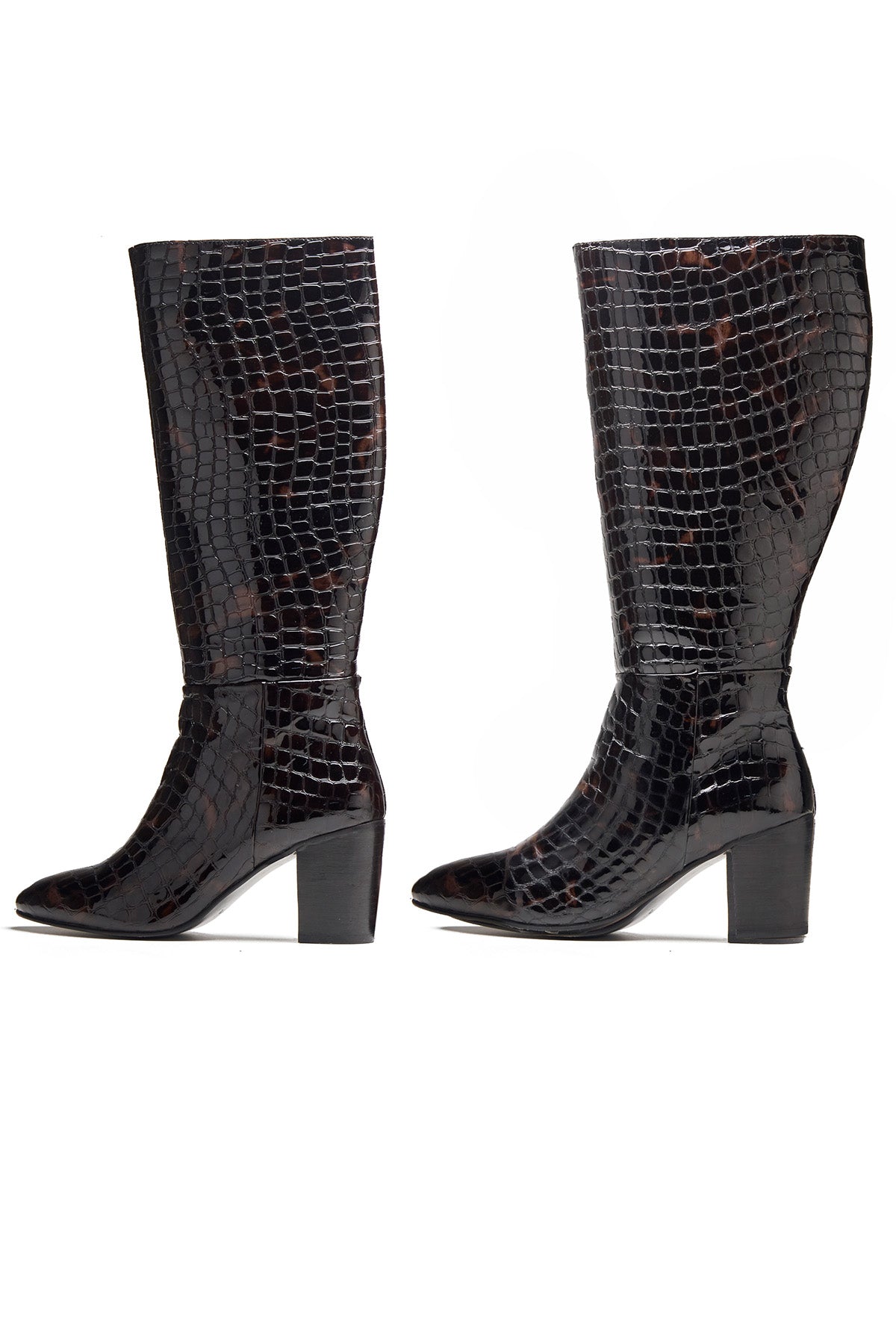 Buy Black Crocodile Plated Boots by Dang Shoes for women online at ScrollnShops