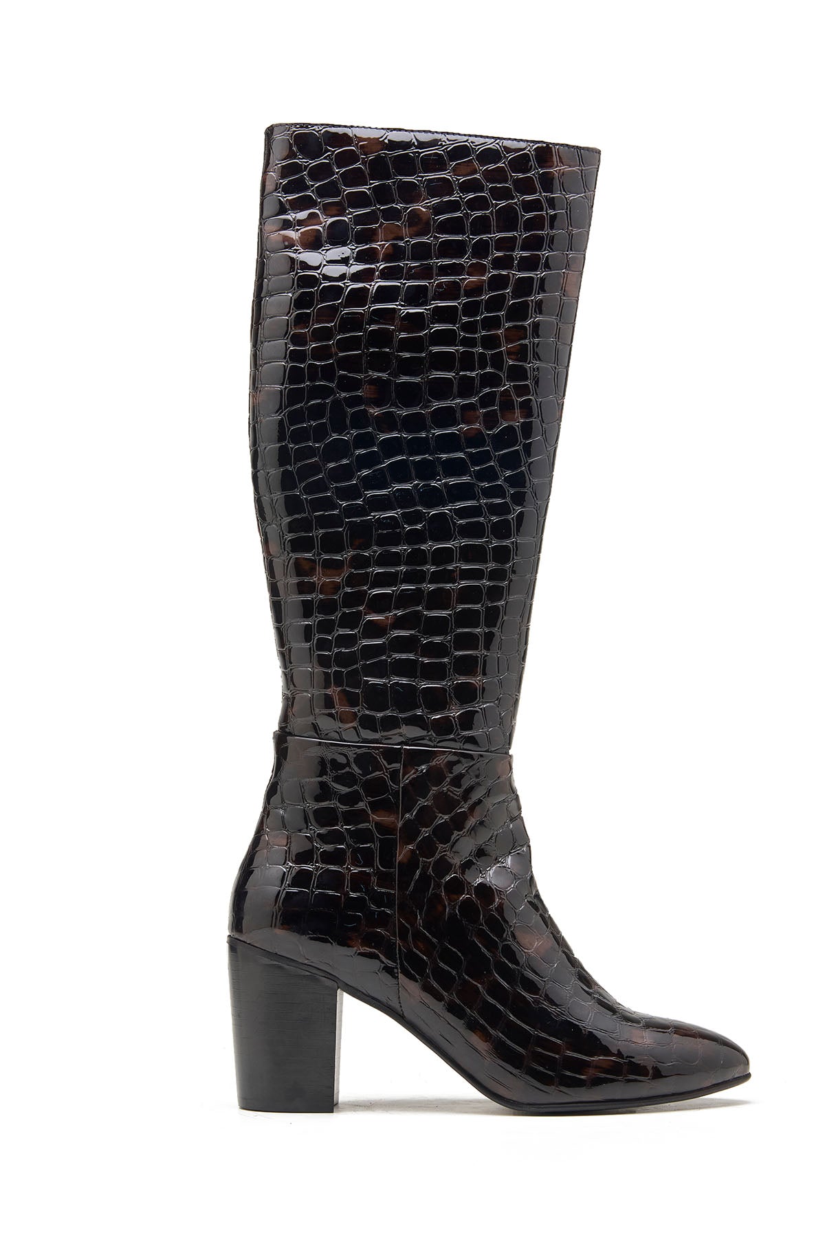Black Crocodile Plated Boots