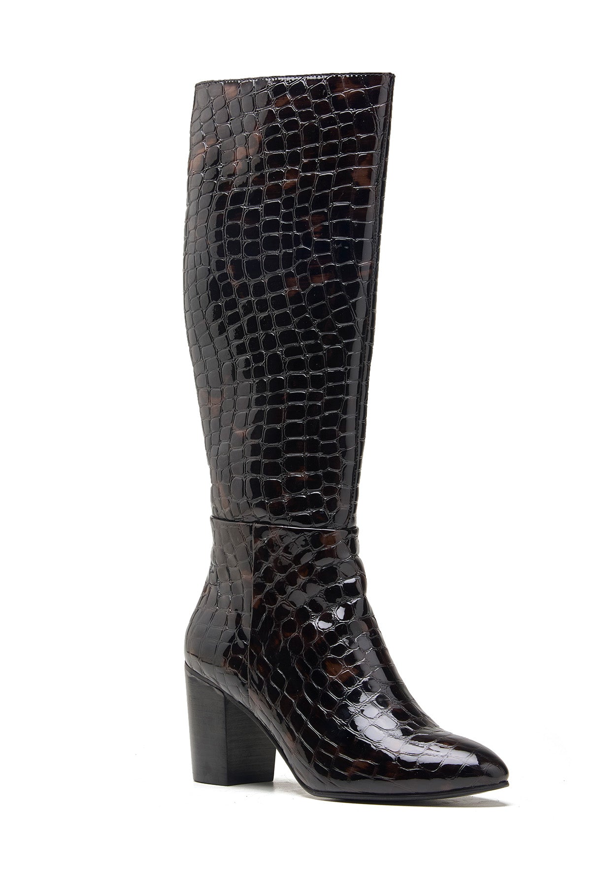 Black Crocodile Plated Boots