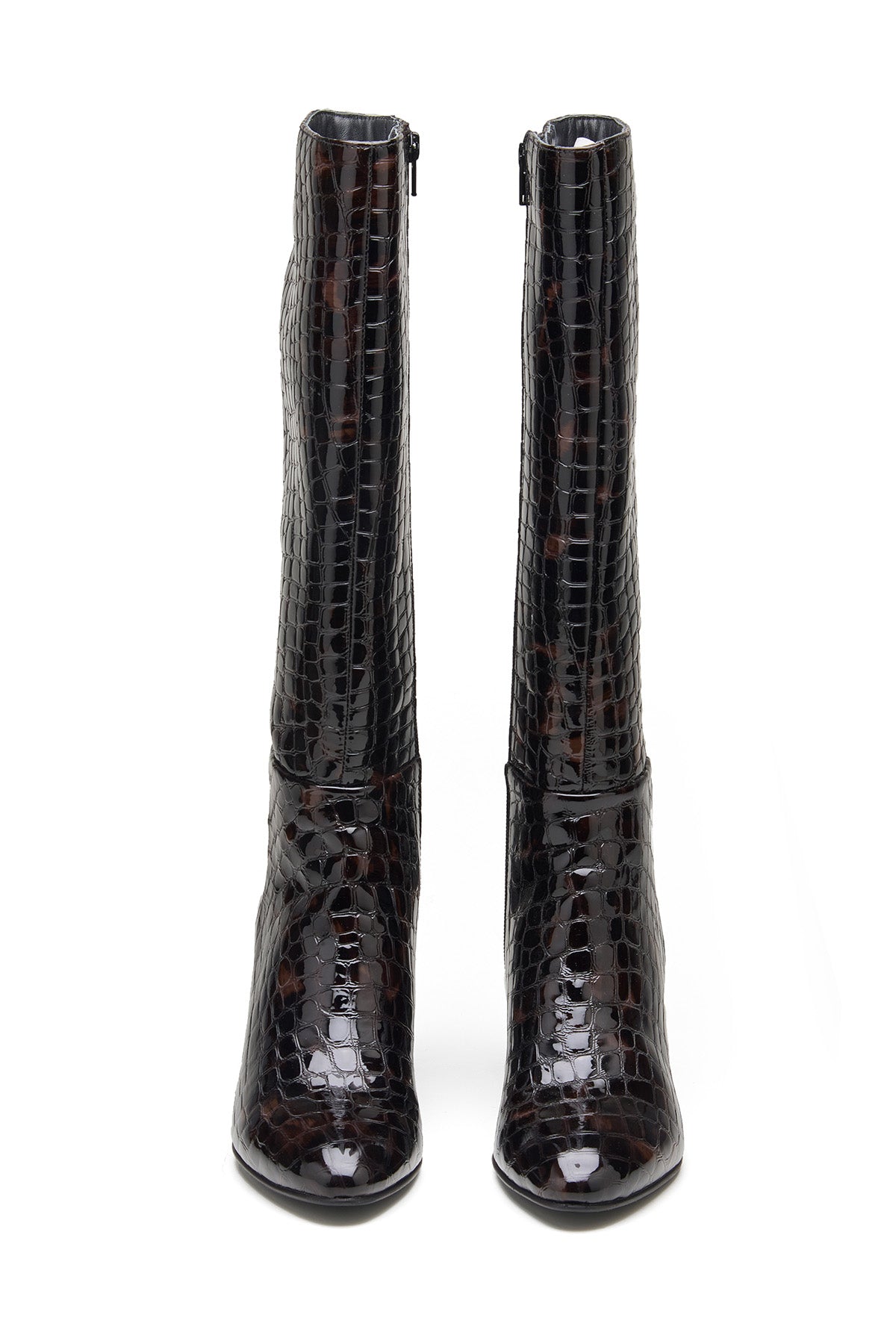 Black Crocodile Plated Boots