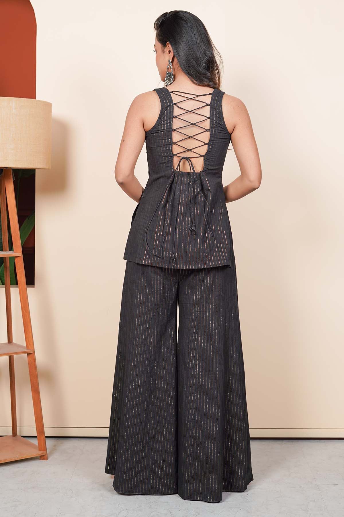 Black Crop Top & Flared Pants