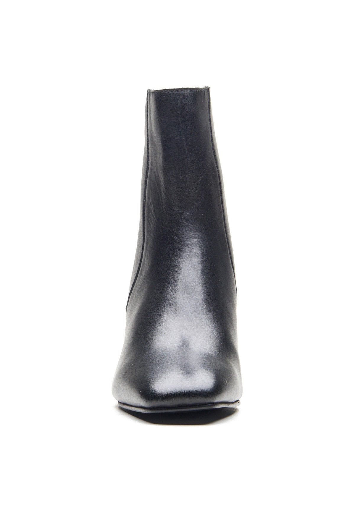 Black Crust Leather Heel Boots