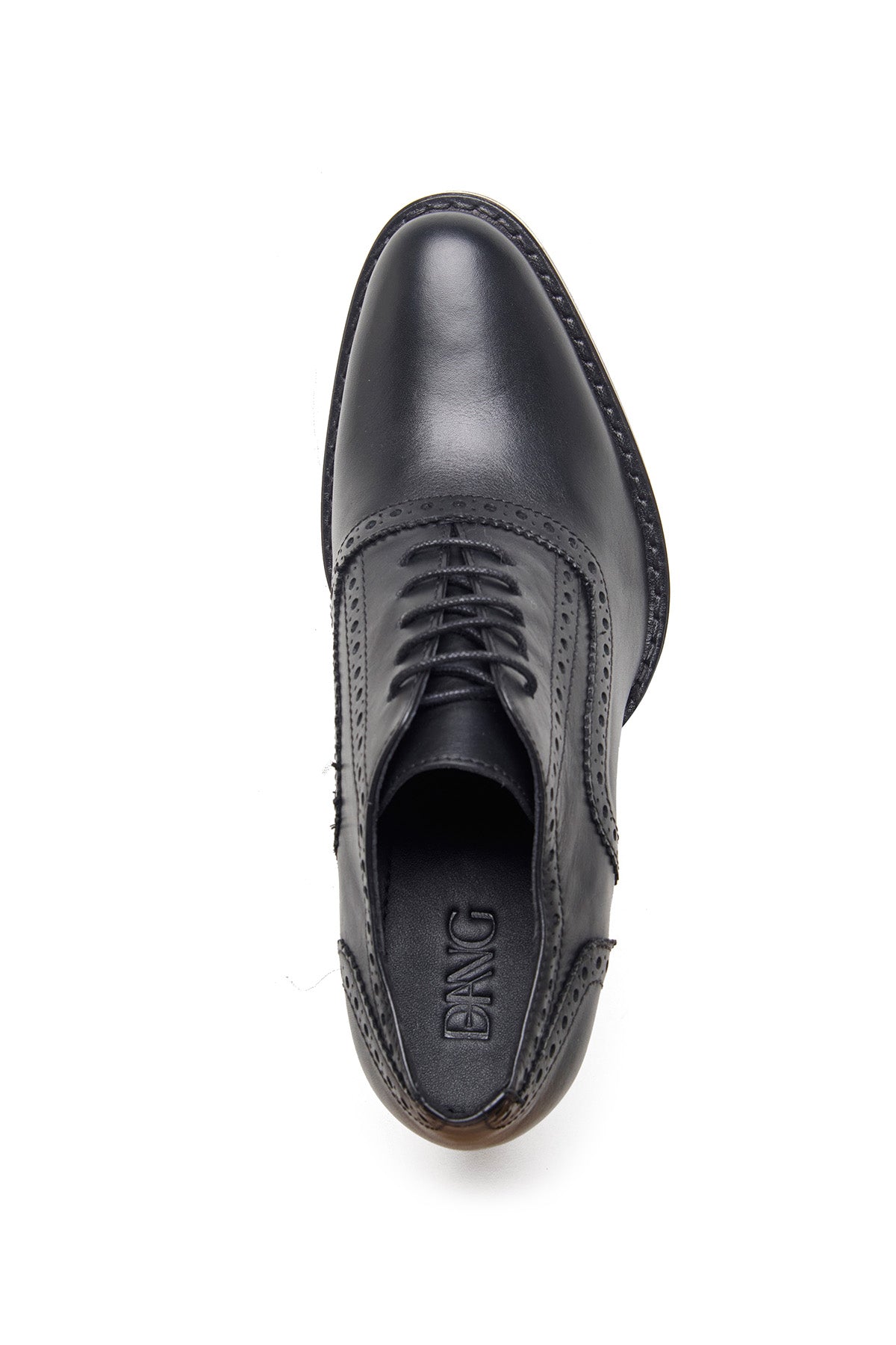 Black Crust Leather Heel Shoes