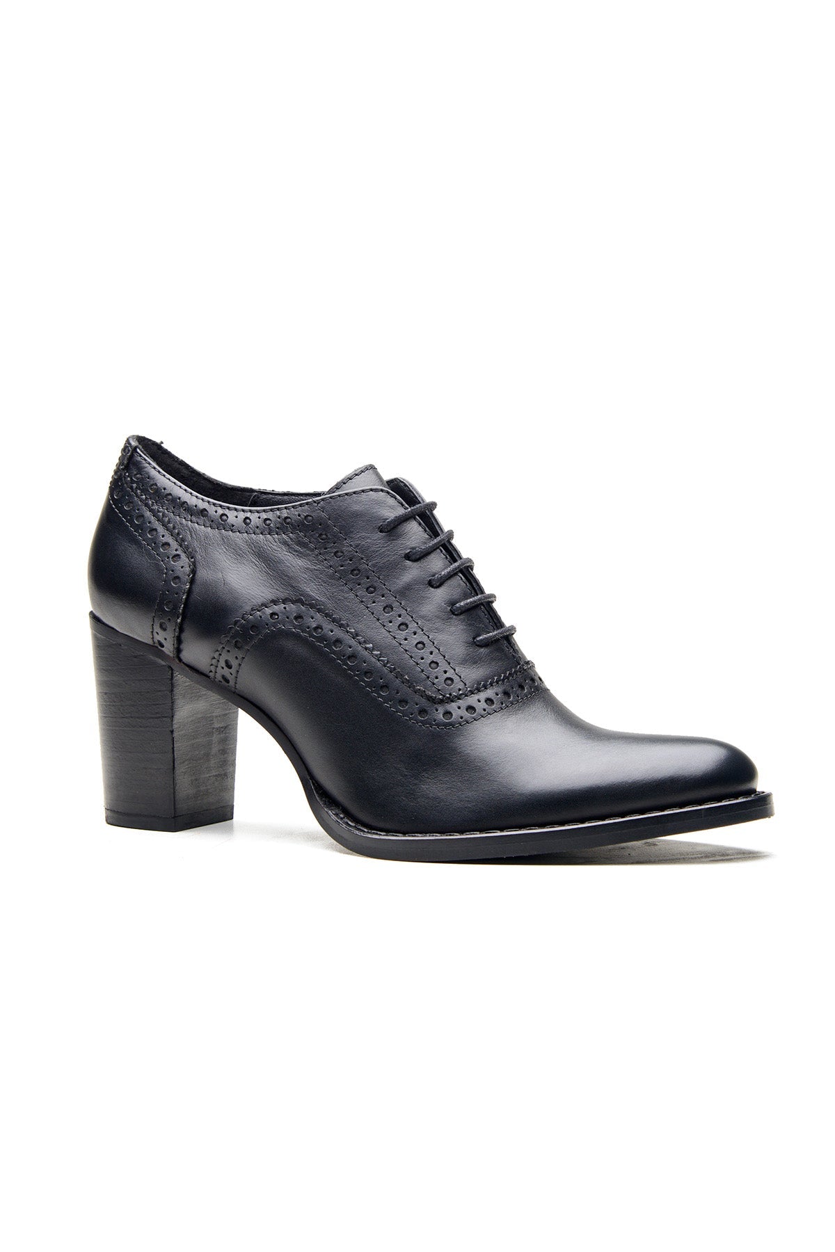 Buy Black Crust Leather Heel Shoes by Dang Shoes for women online at ScrollnShops