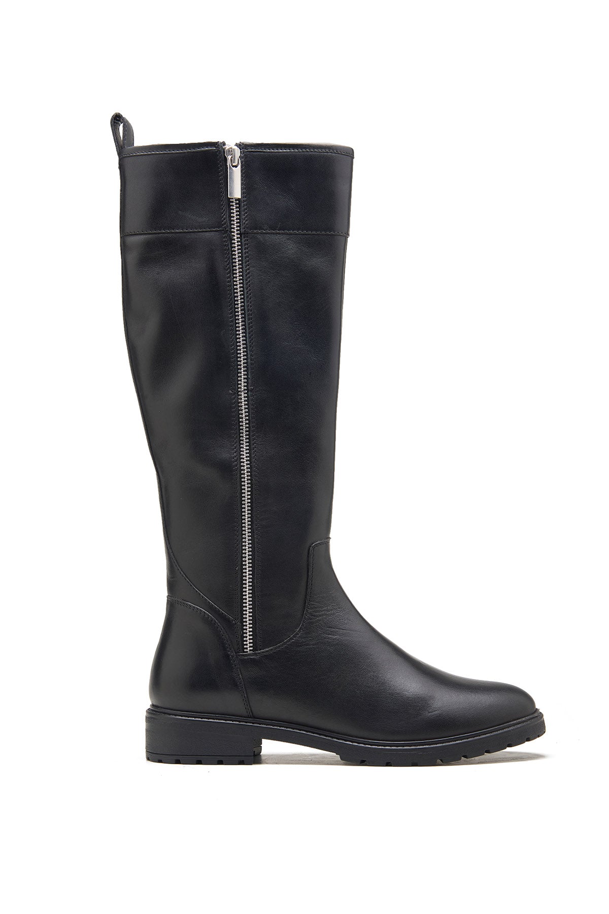 Black Crust Leather Long Boots