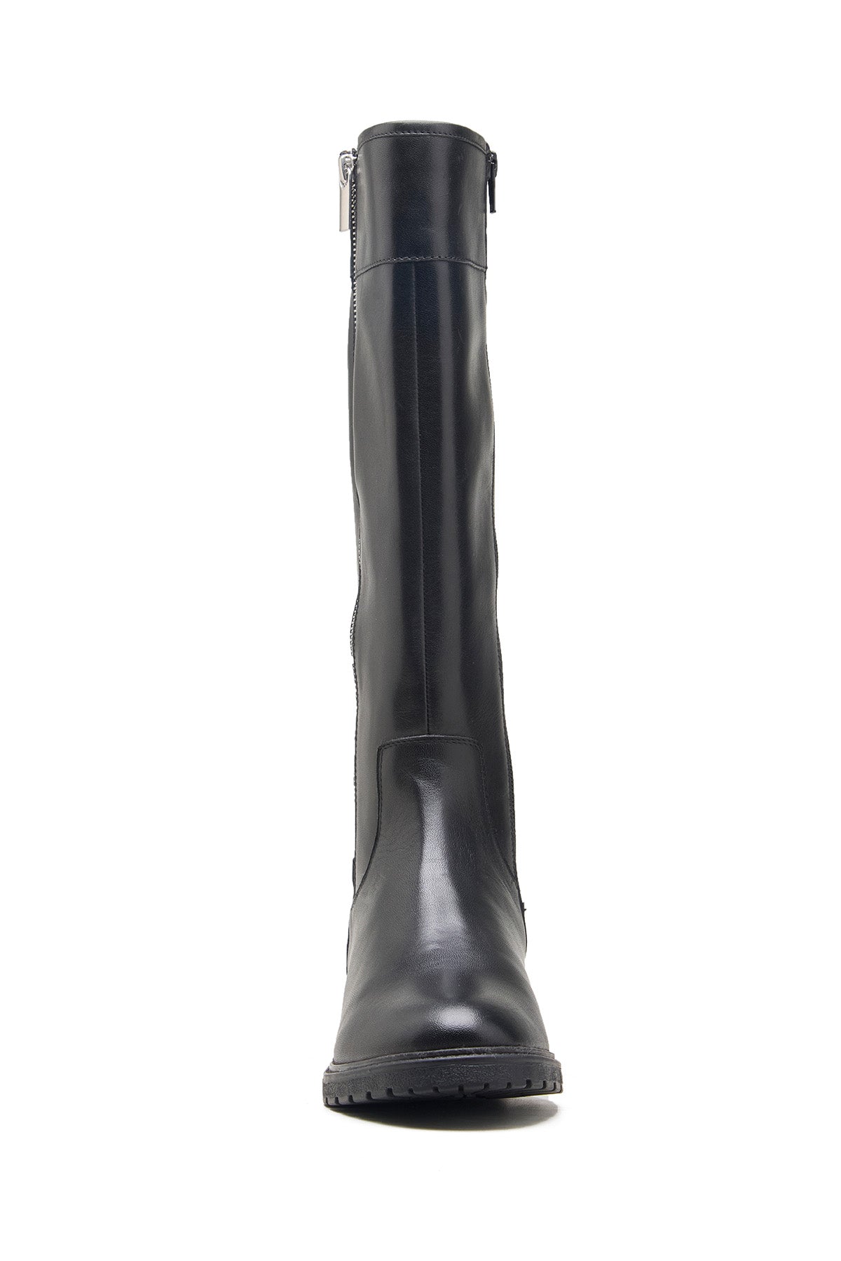 Black Crust Leather Long Boots