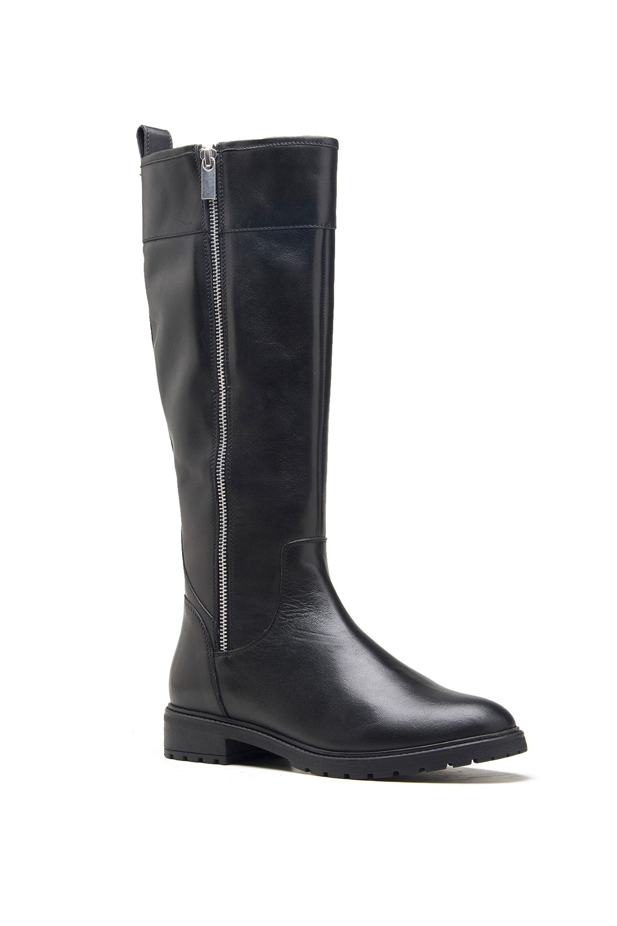 Buy Black Crust Leather Long Boots by Dang Shoes for women online at ScrollnShops