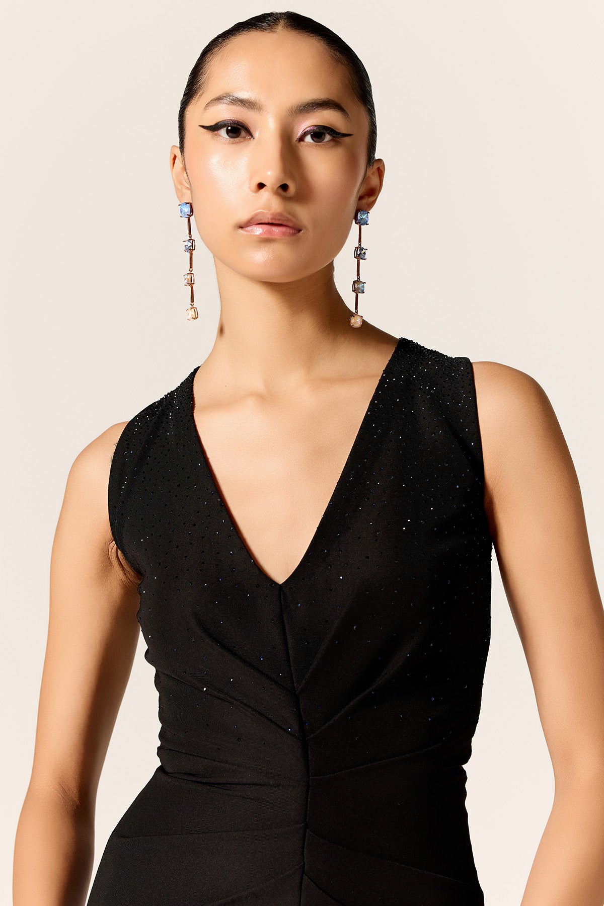 Black Crystal Embellished Dress