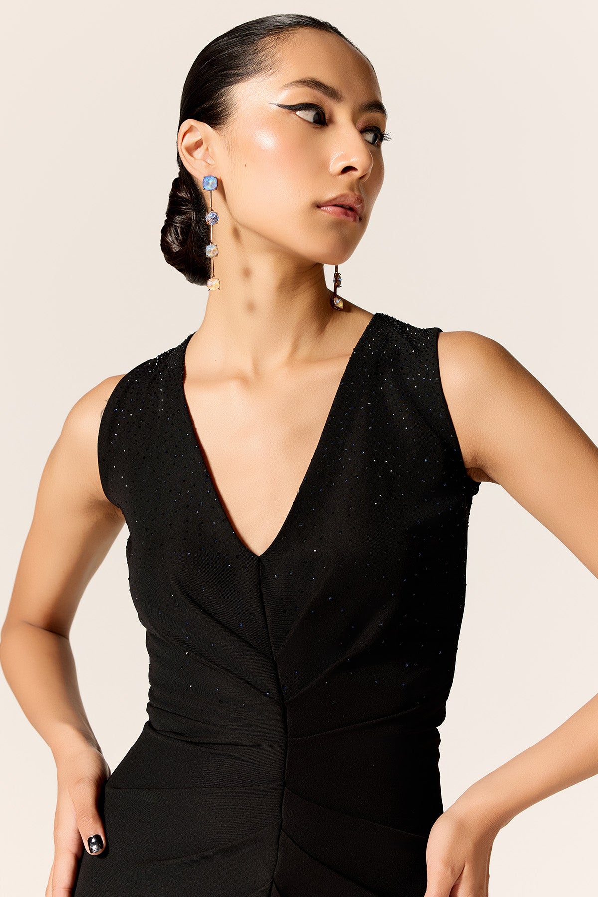 Black Crystal Embellished Dress