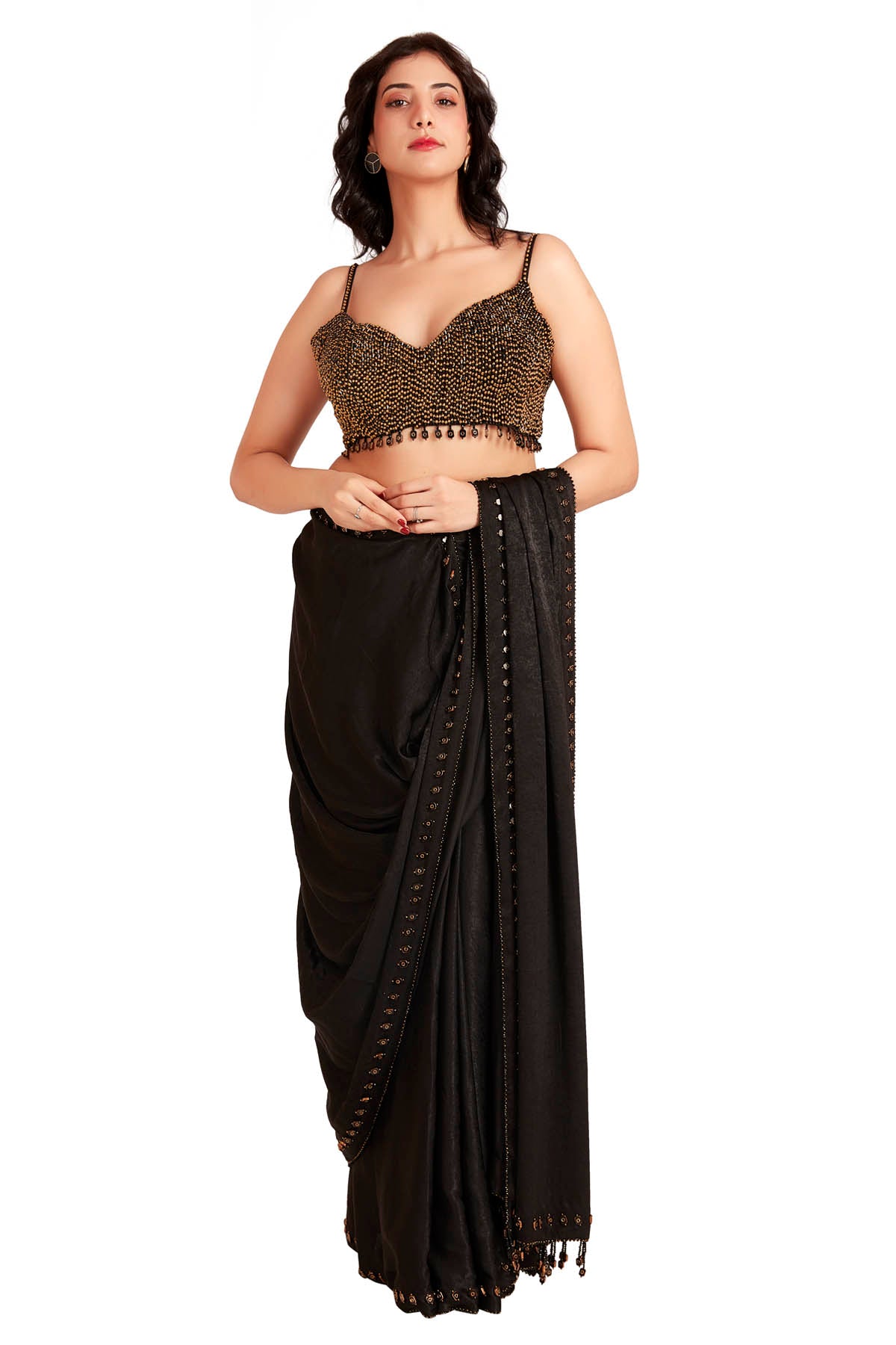 Black Crystal Embroidered Saree
