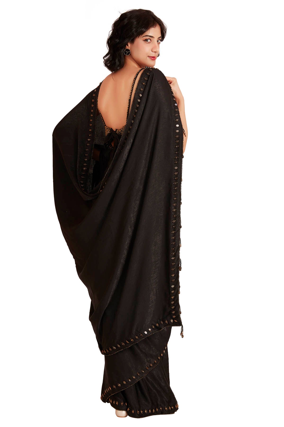 Black Crystal Embroidered Saree