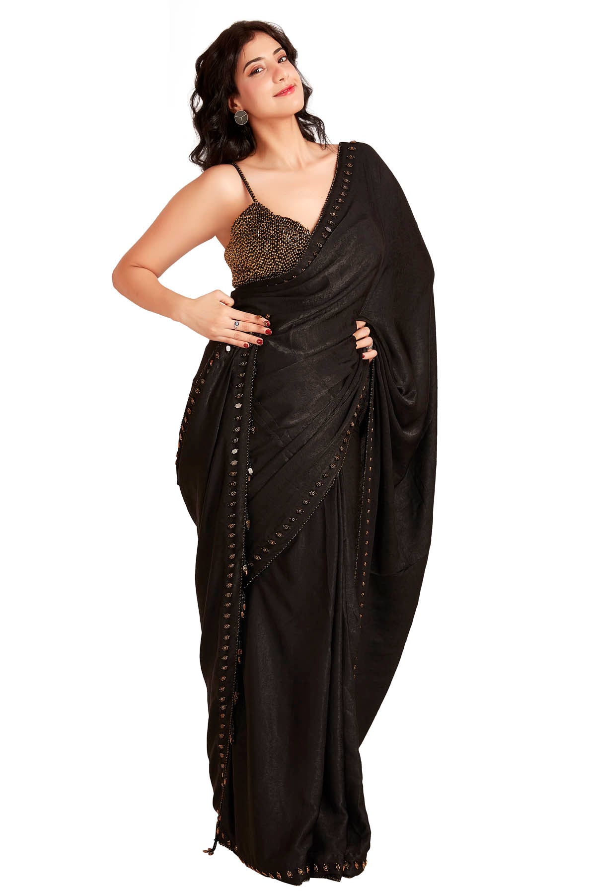 Black Crystal Embroidered Saree