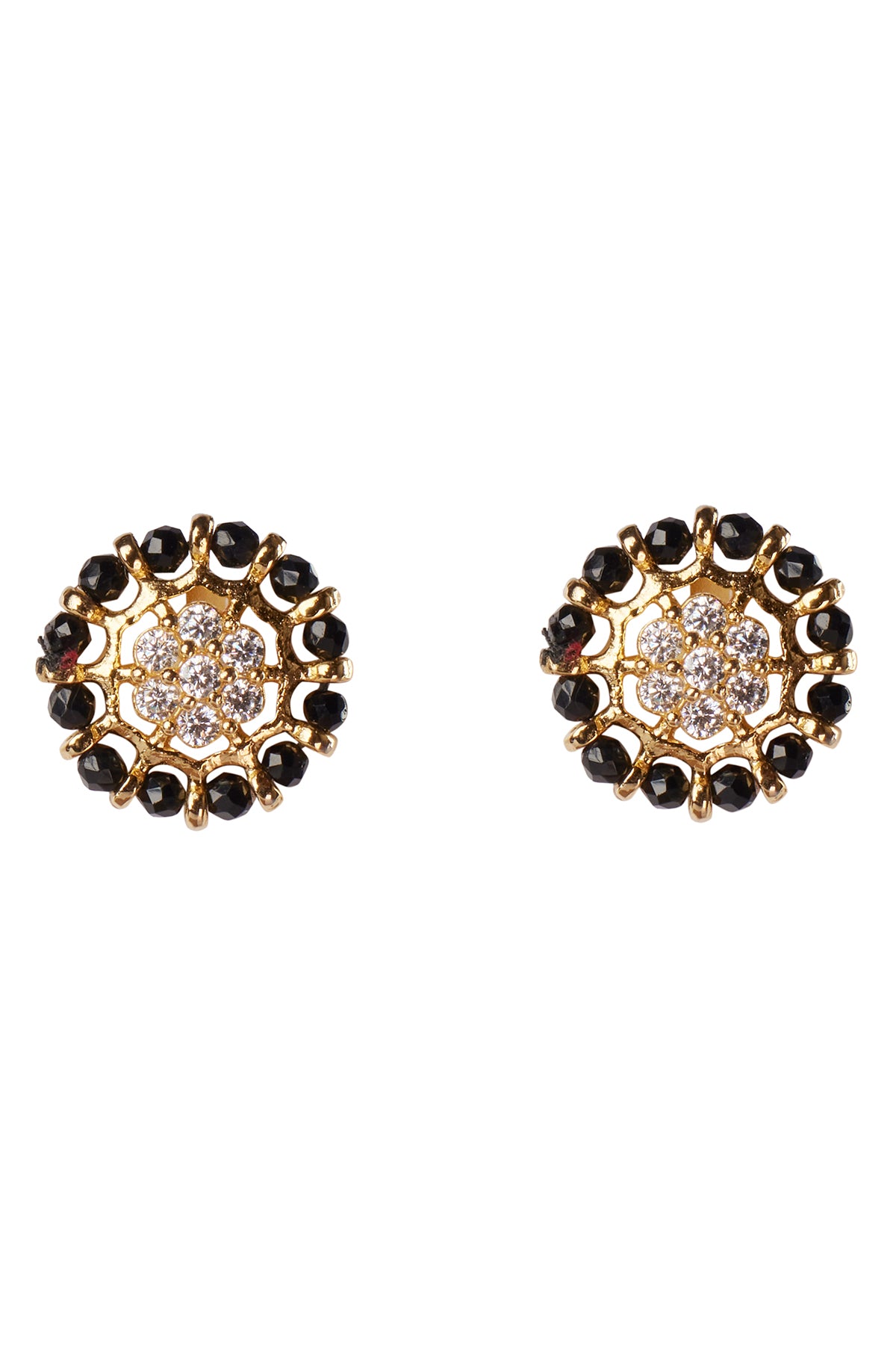 Black Cubic Zirconia Round Studs