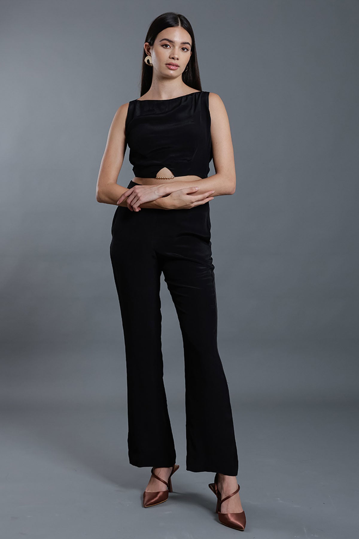 Black Cut-out Crop Top & Pants