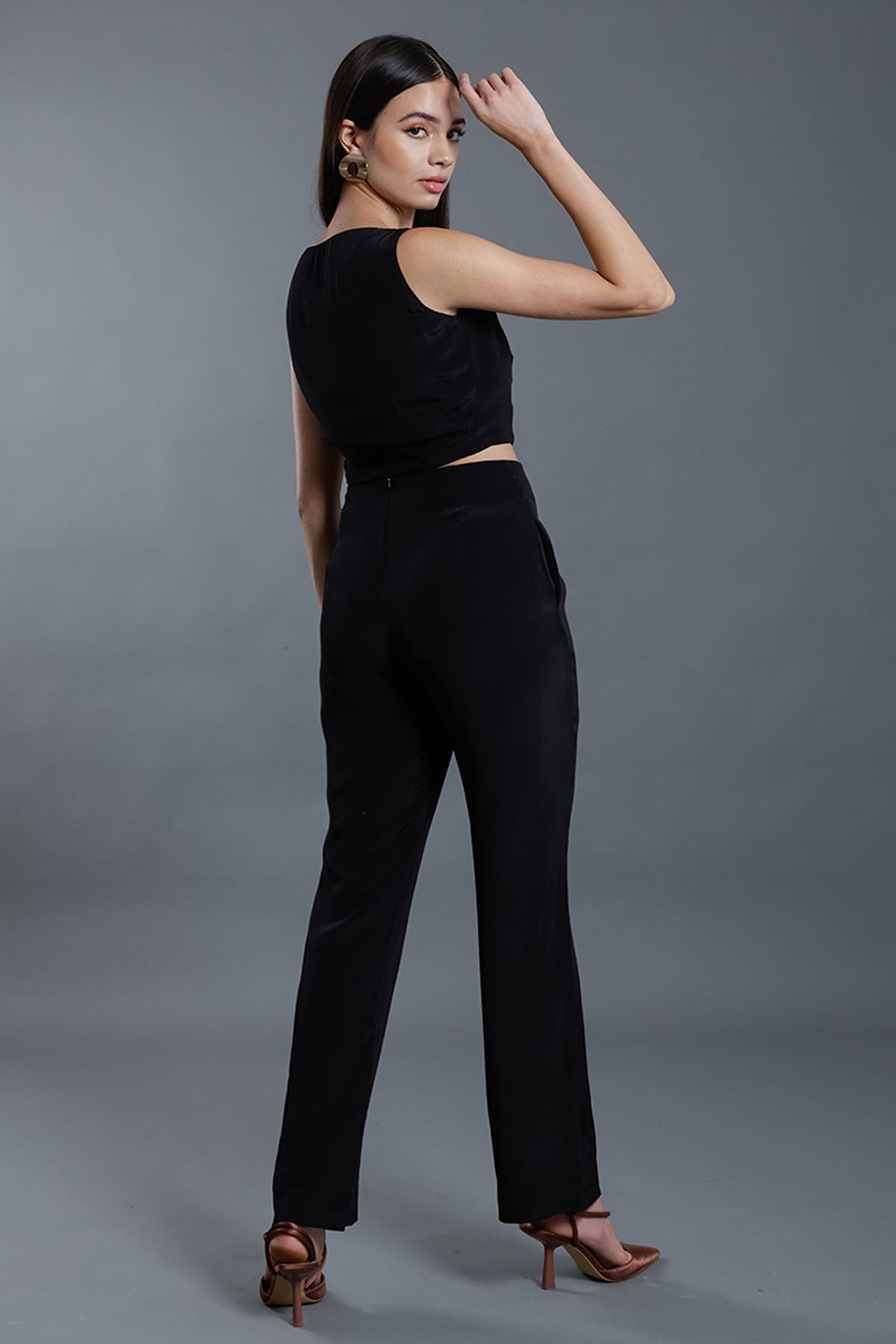 Black Cut-out Crop Top & Pants