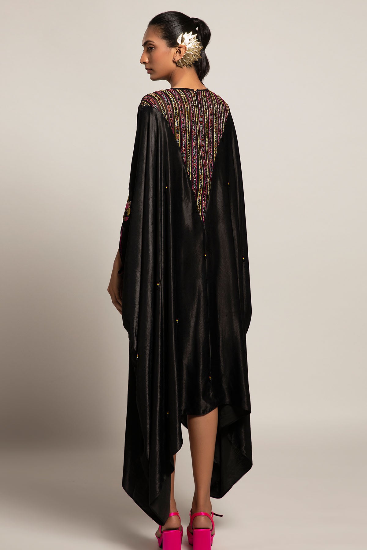 Black Cutdana Embellished Kaftan