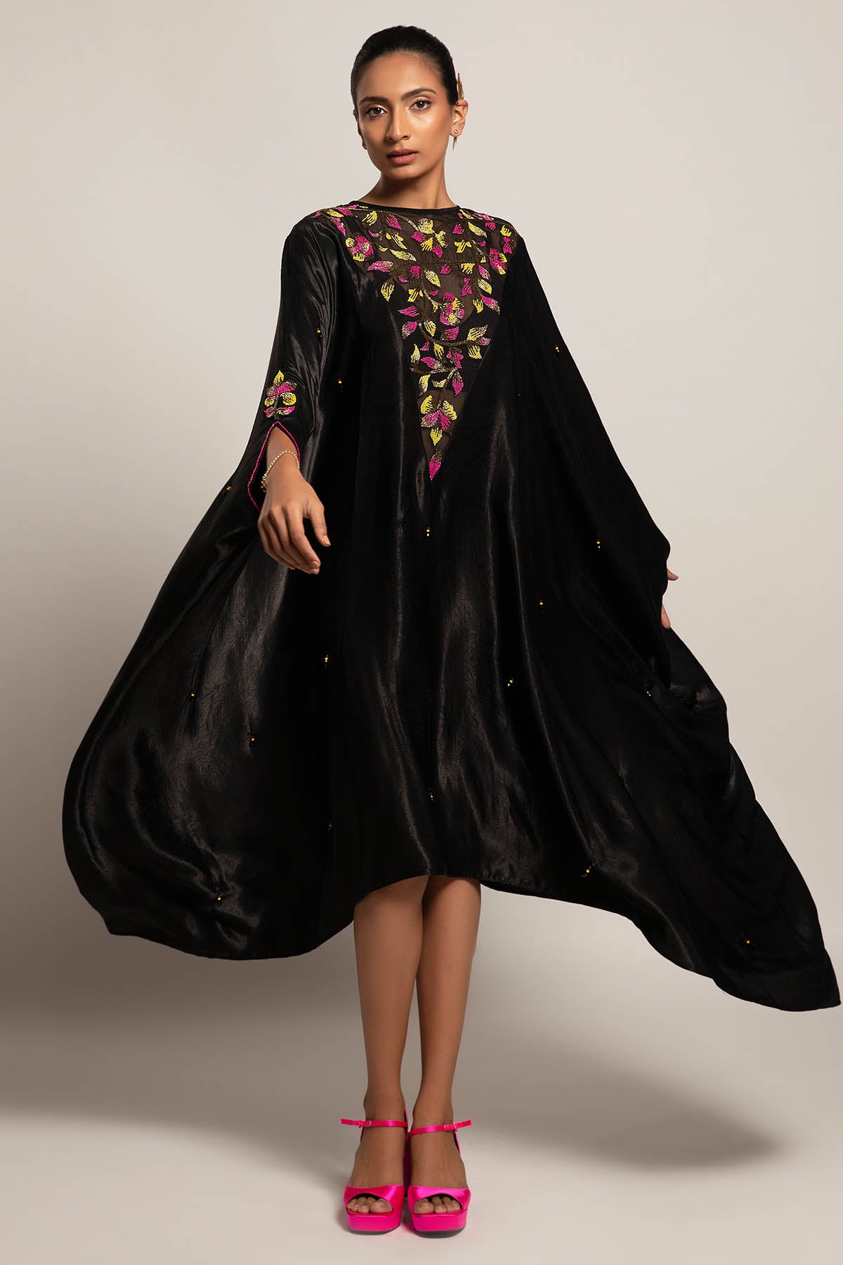 Black Cutdana Embellished Kaftan