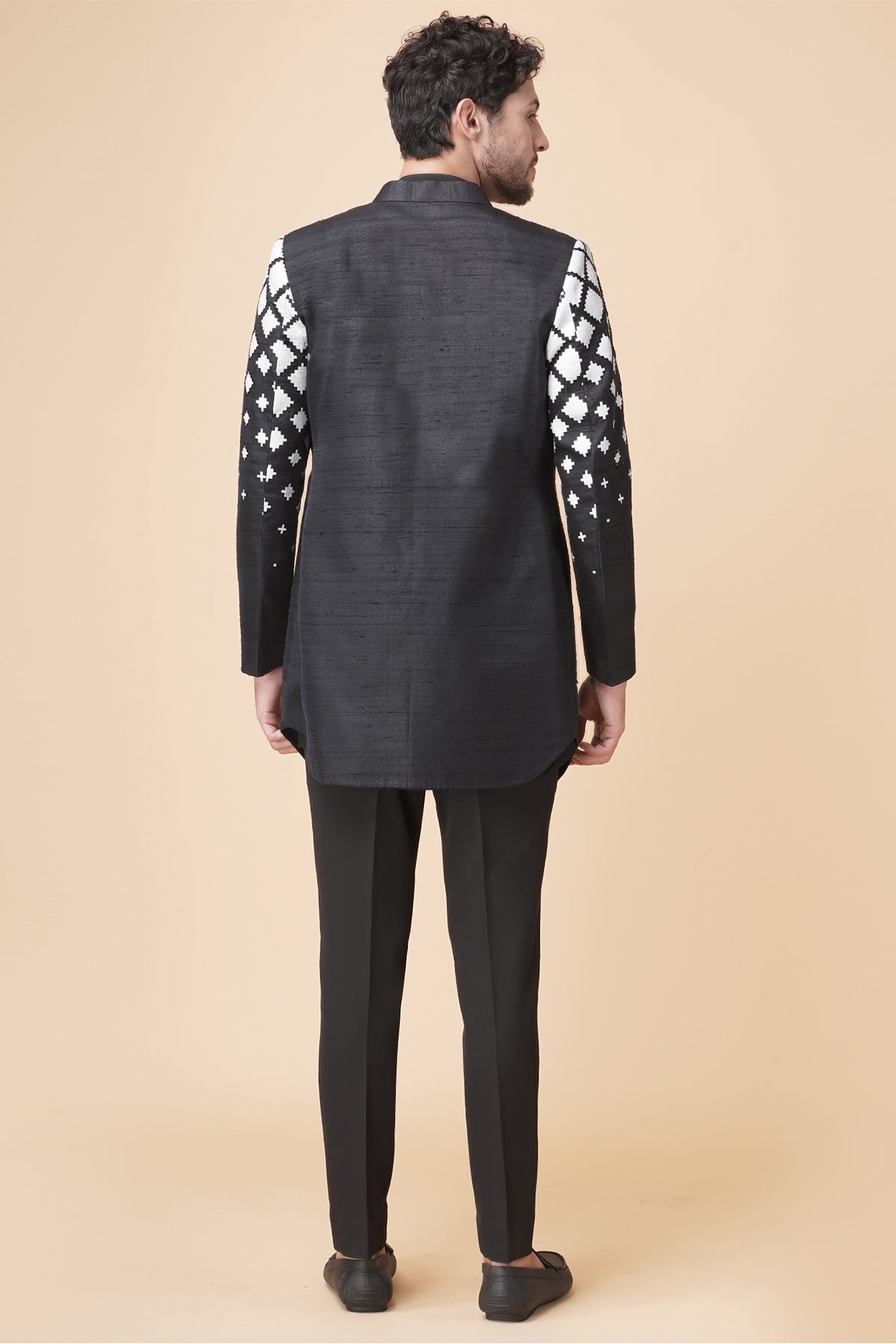 Black Cutdana Work Jacket Set