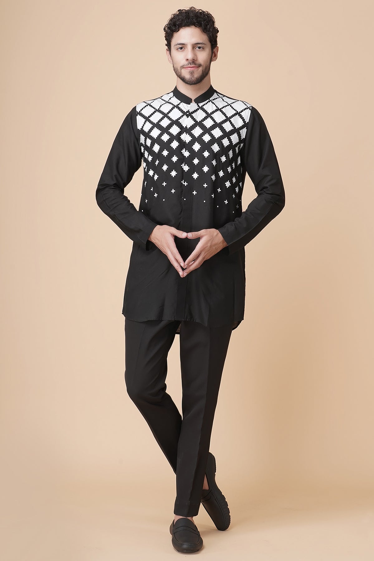 Black Cutdana Work Jacket Set