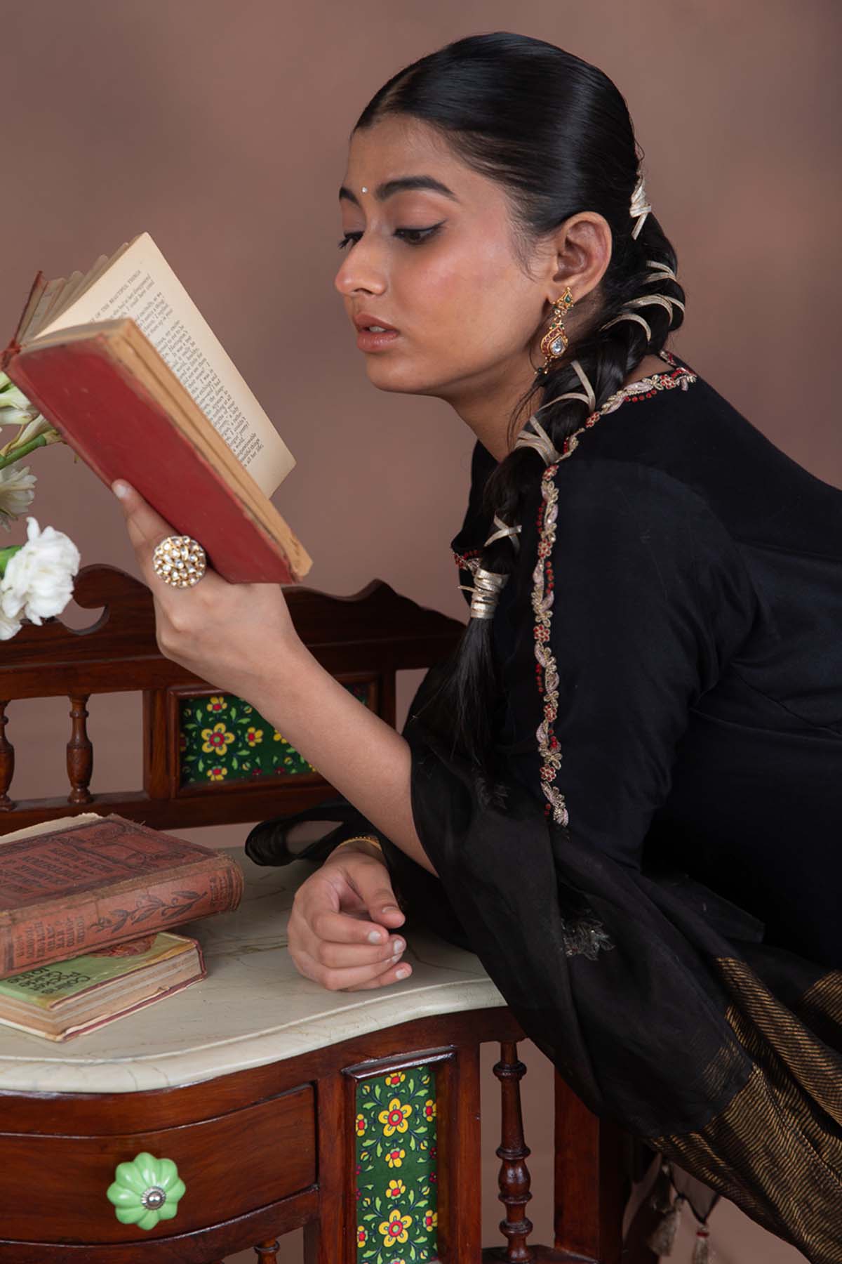 Black Dabka Zardosi Kurta Set