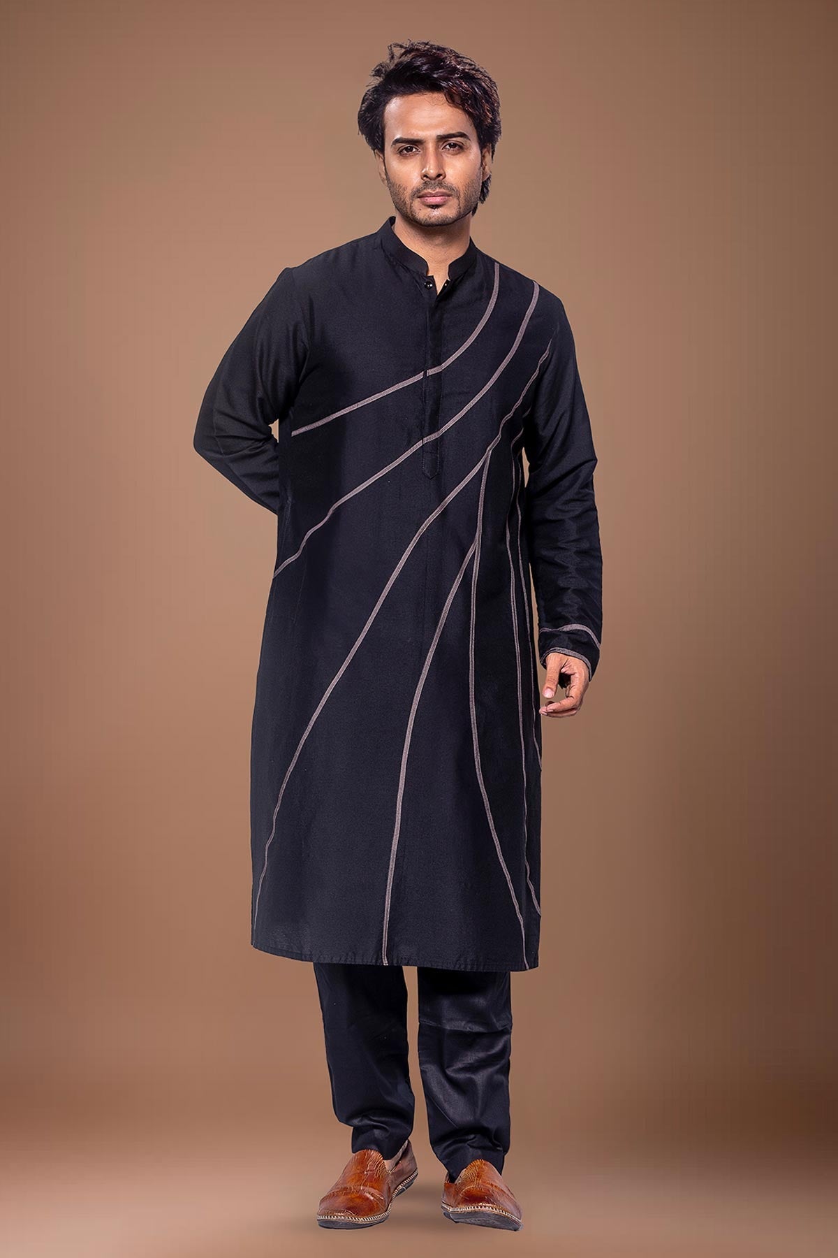Buy Black Desert Line Kurta & Pants for men by Priyanka Haralalka online available at scrollnshops