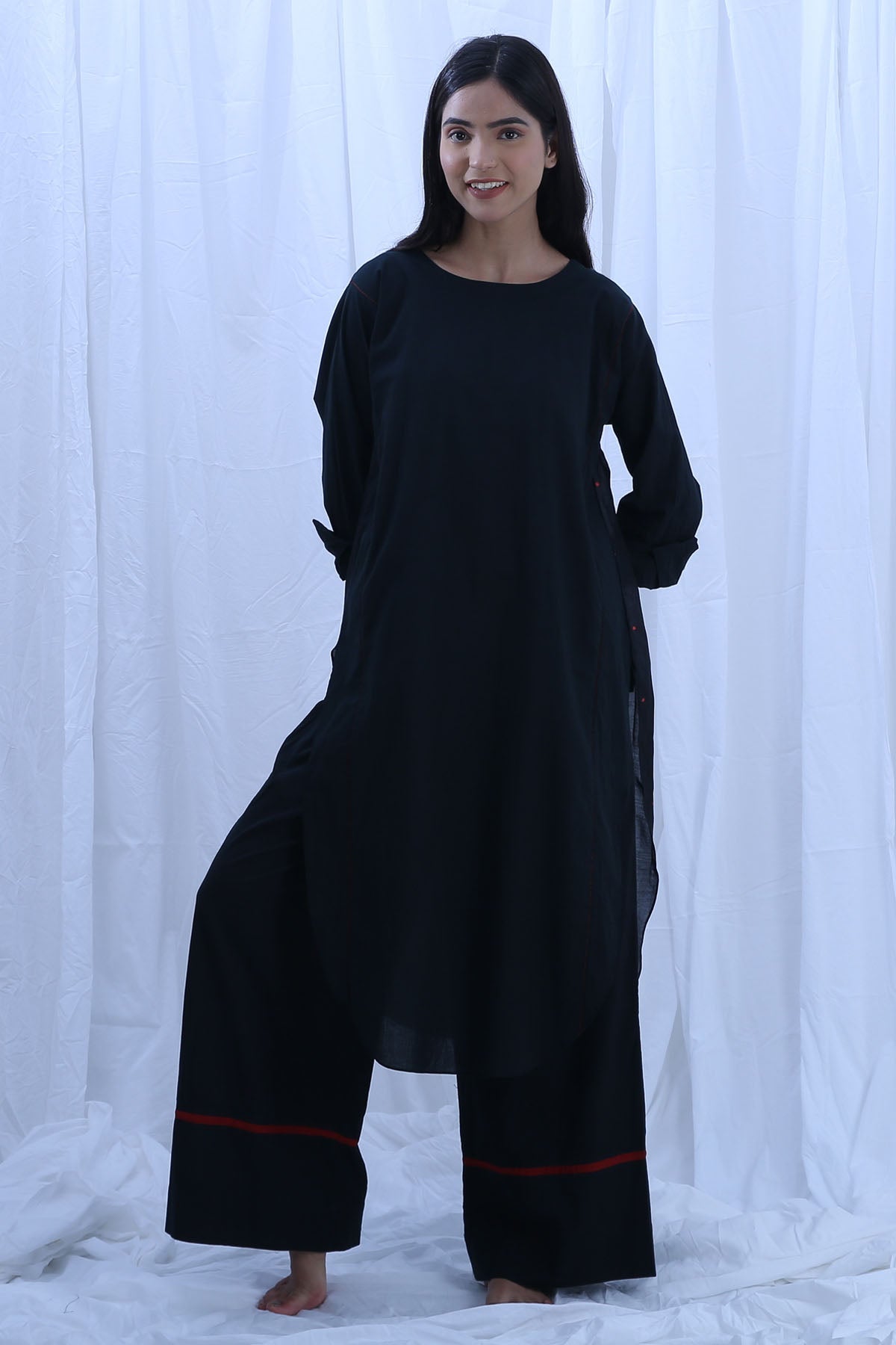 Khat Clothing Black Dot Print Kurta & Pants for women online at ScrollnShops