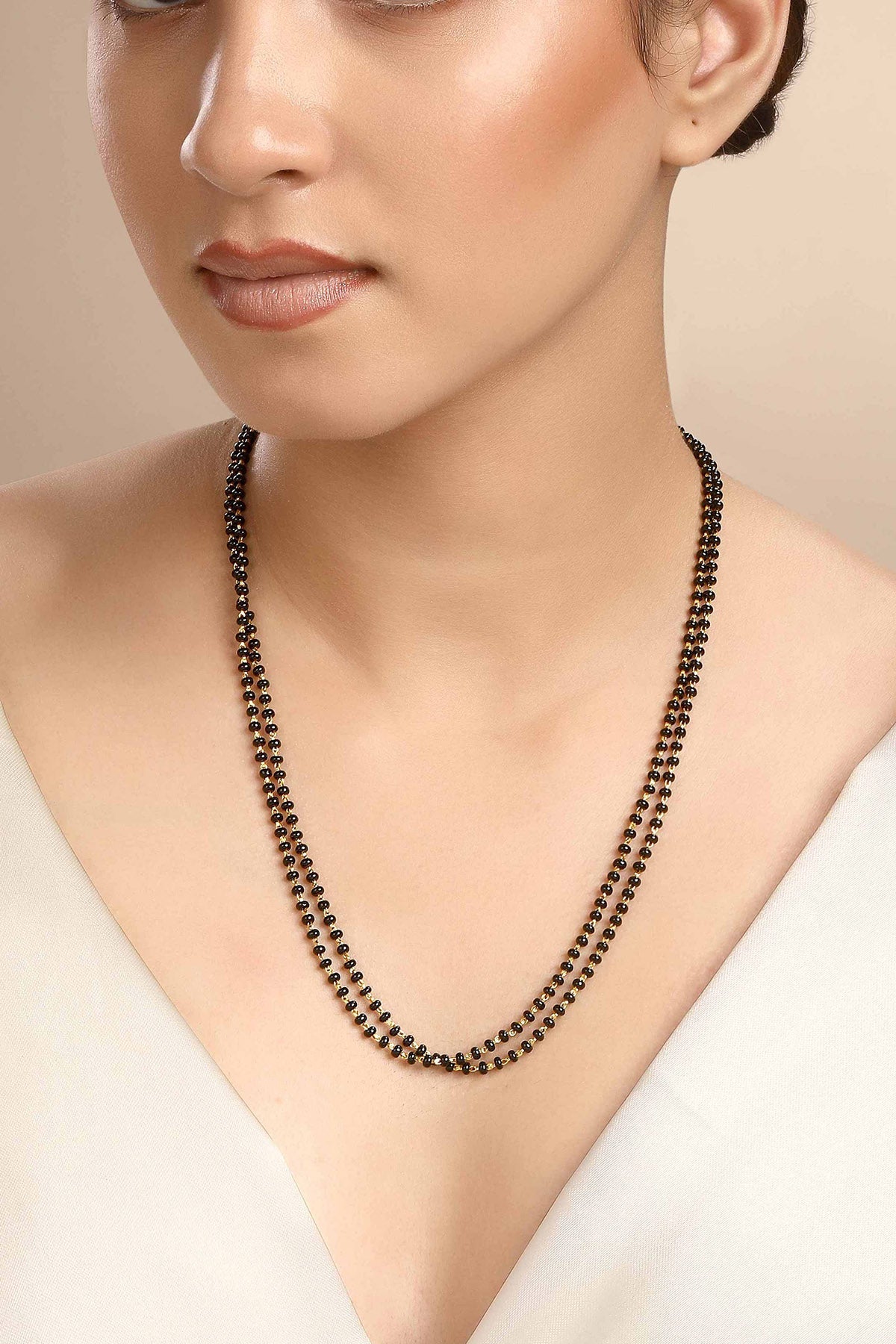 Buy Black Double Line Mangalsutra by Sica for women online at ScrollnShops