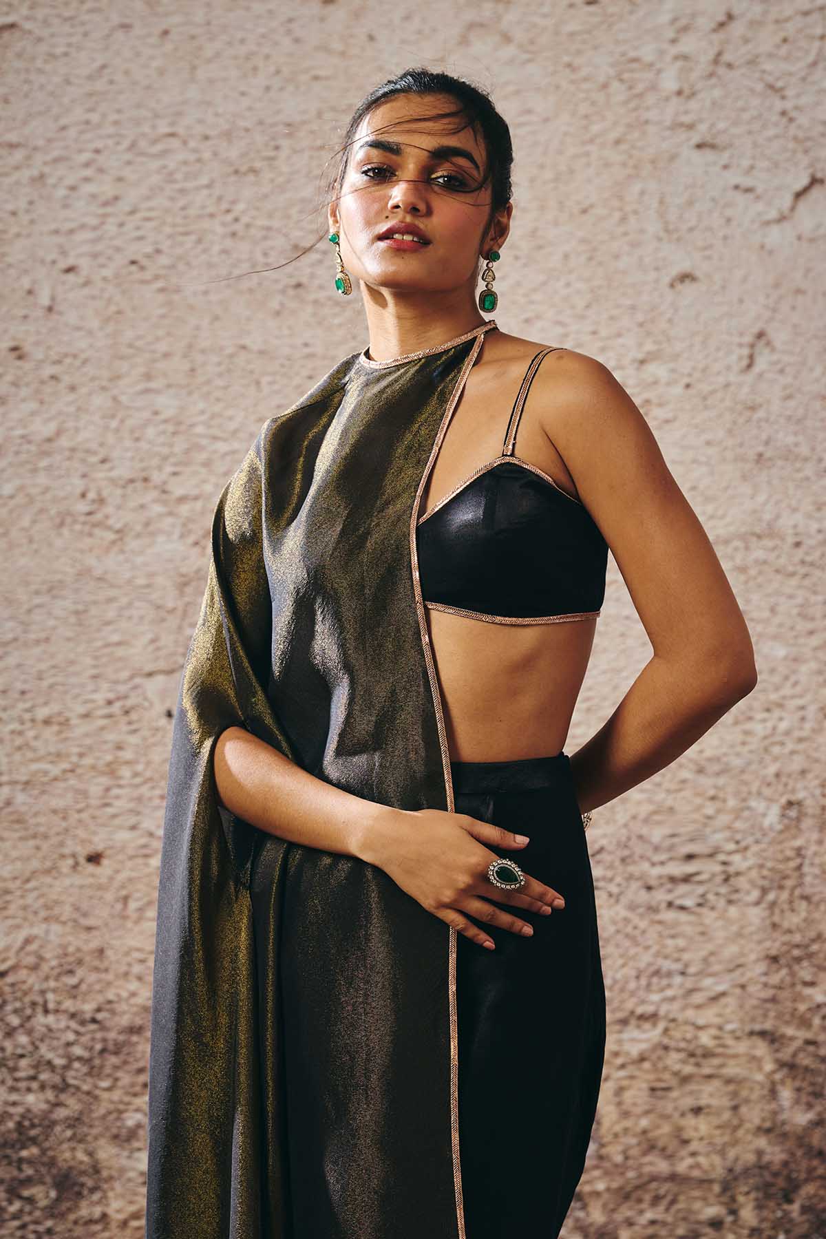 Black Drape Skirt Set & Cape