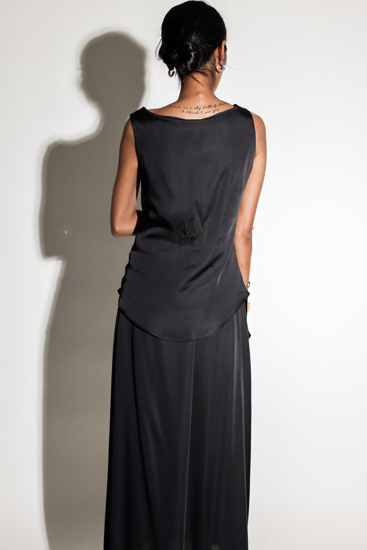 Black Drape Top & Slip Skirt