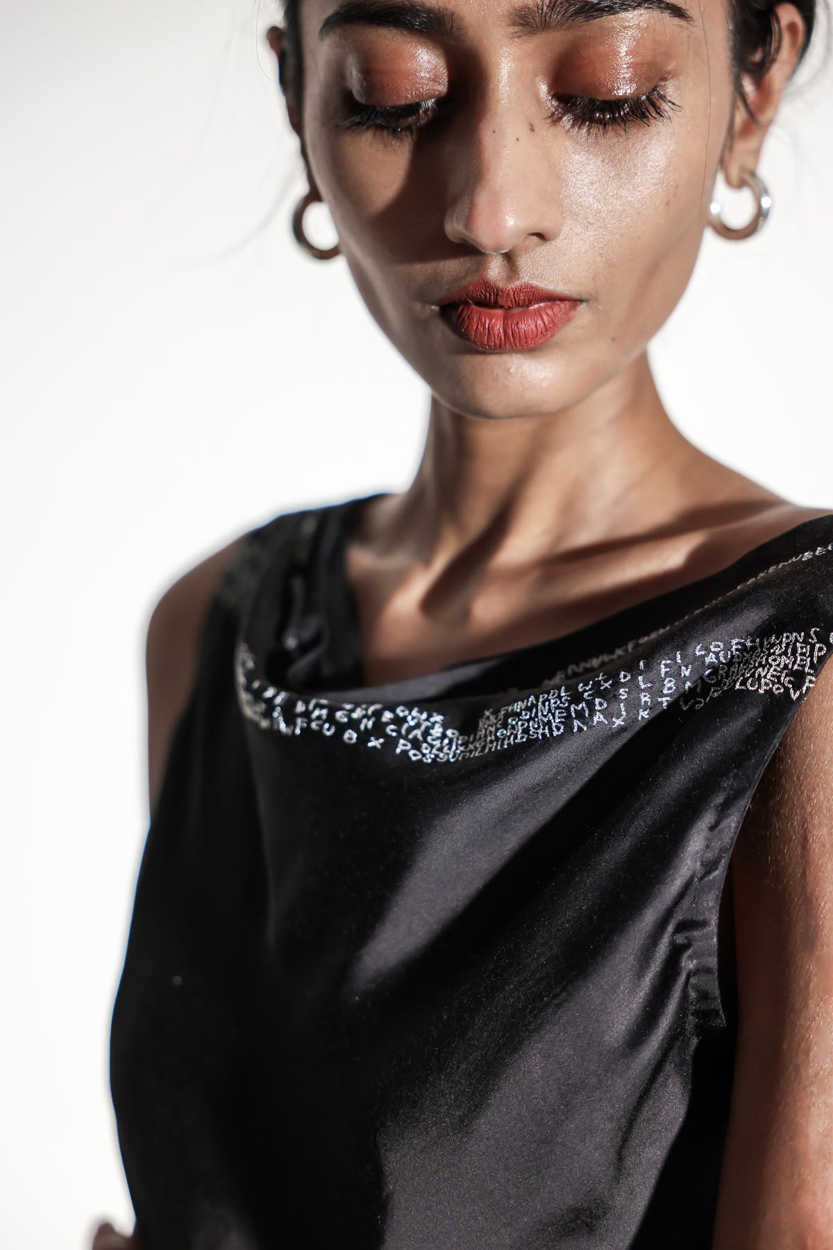 Black Drape Top & Slip Skirt