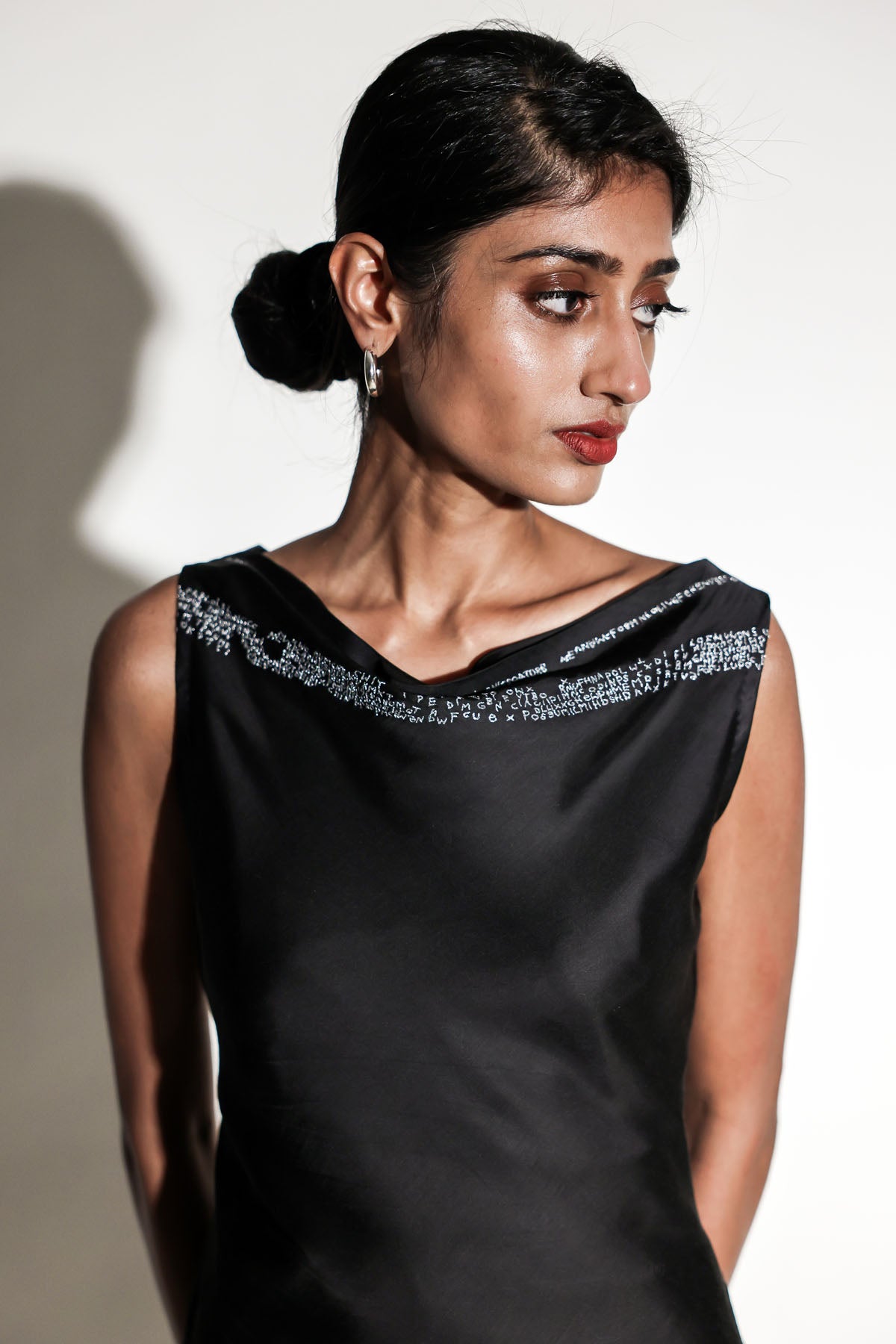 Black Drape Top & Slip Skirt