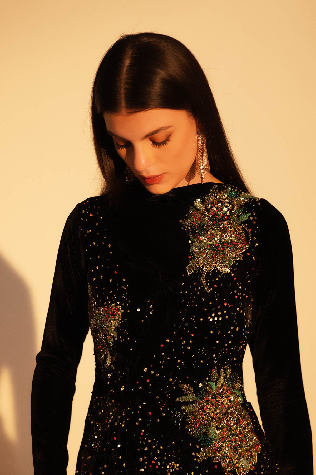 Black Draped Asymmetrical Top