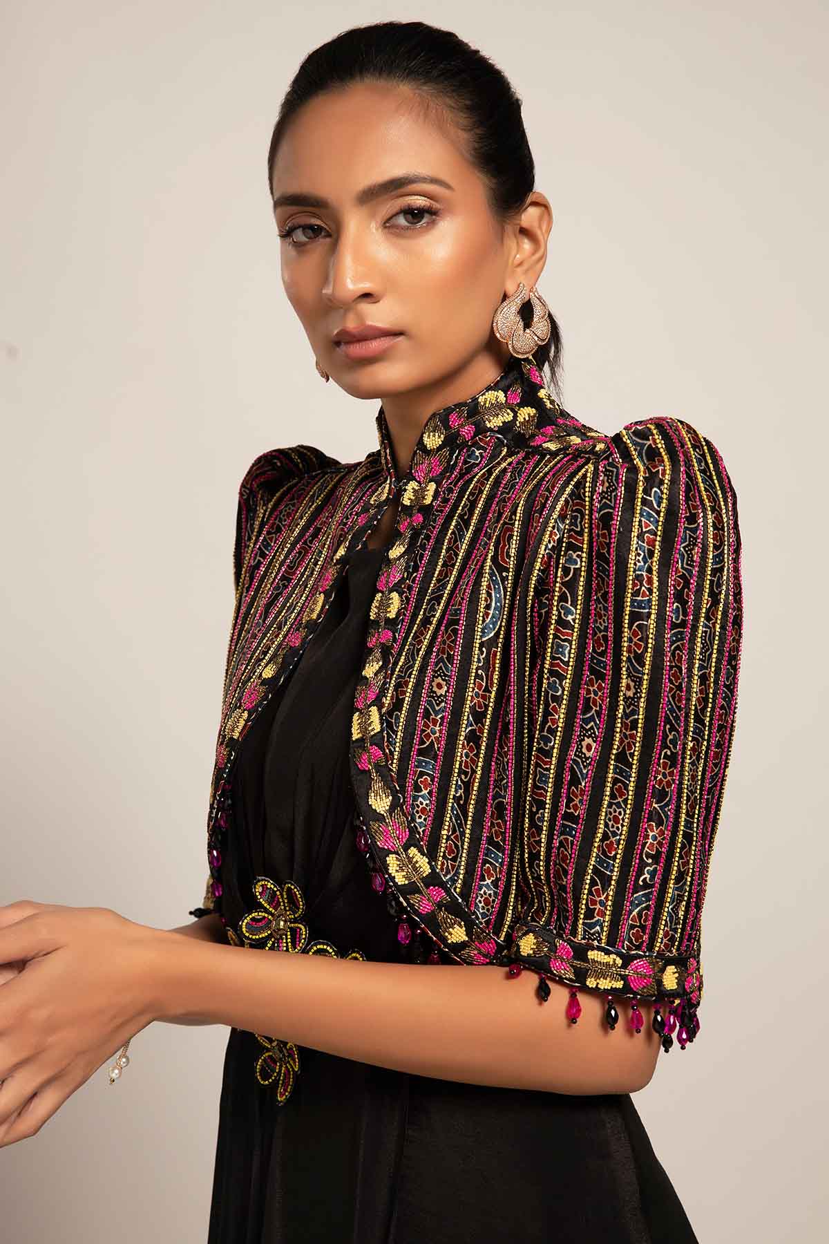 Black Dress & Embellished Jacket