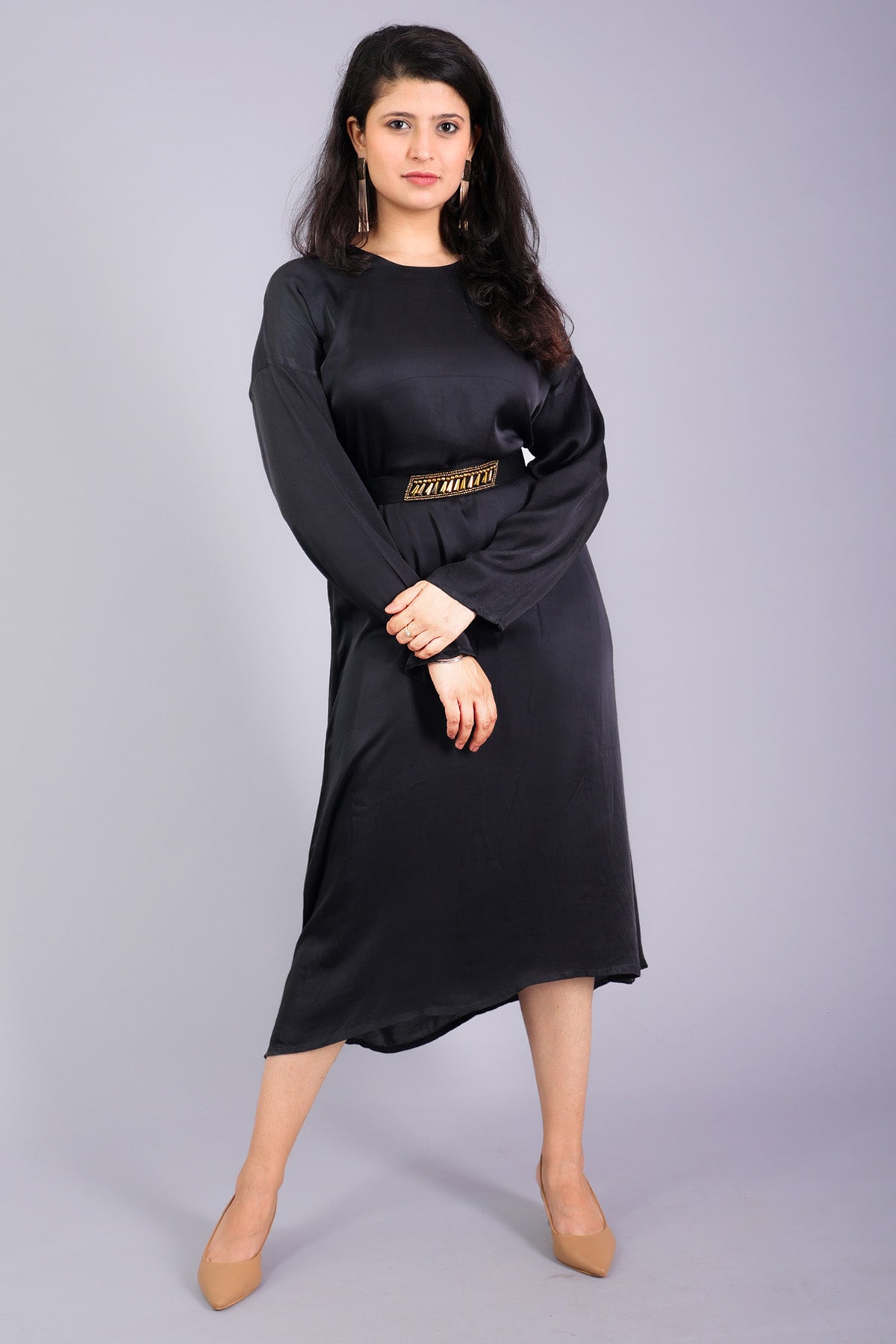 Etti Kapoor Black Drop Shoulder Midi Dress Online