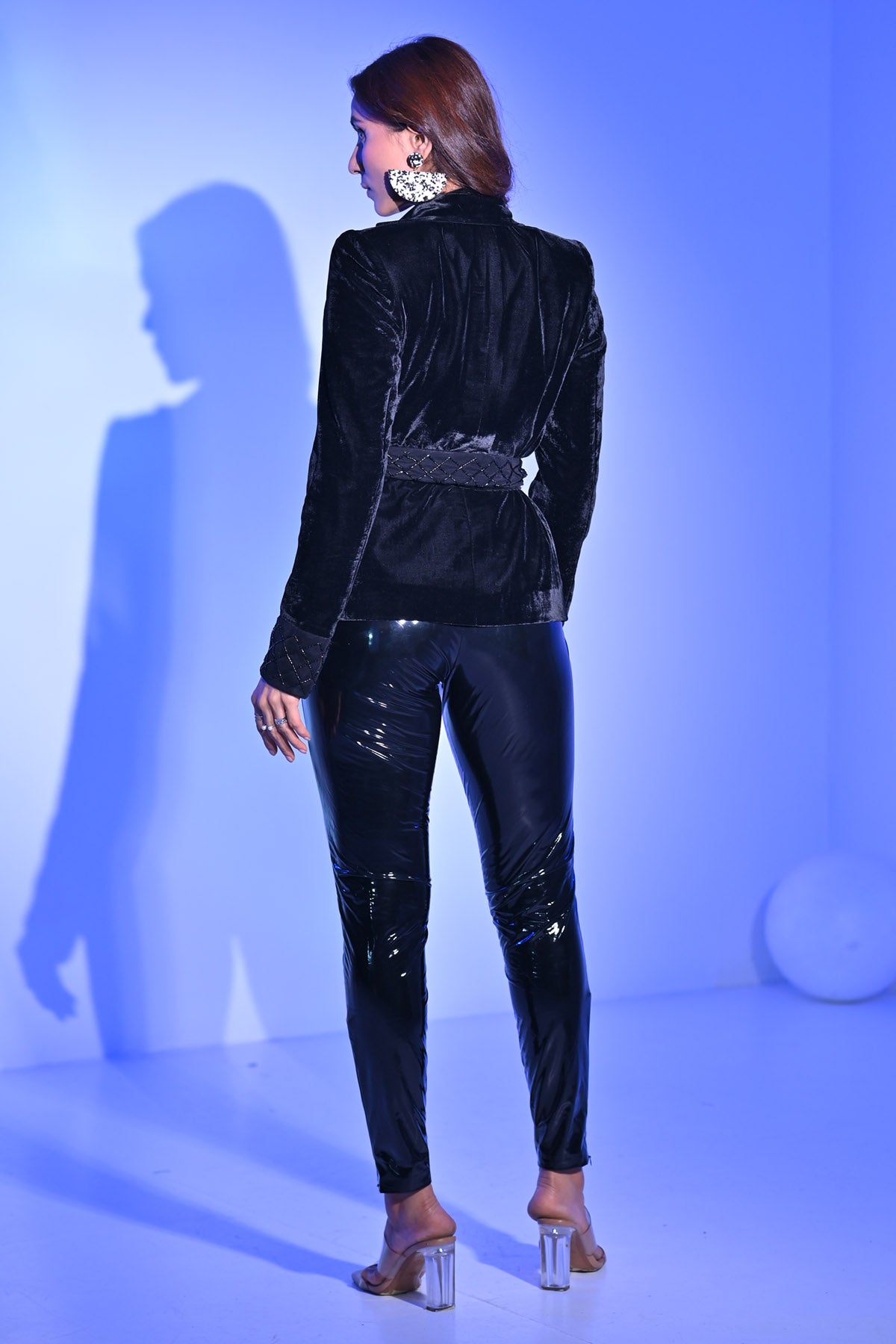 Black Embellished Blazer Set