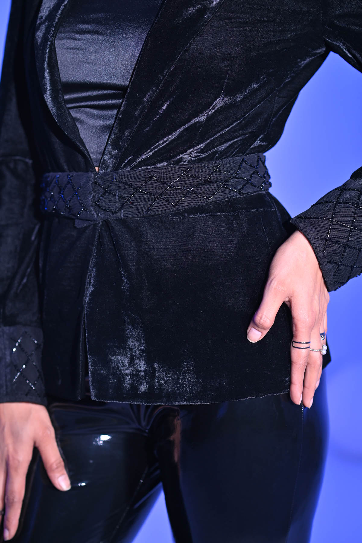 Black Embellished Blazer Set