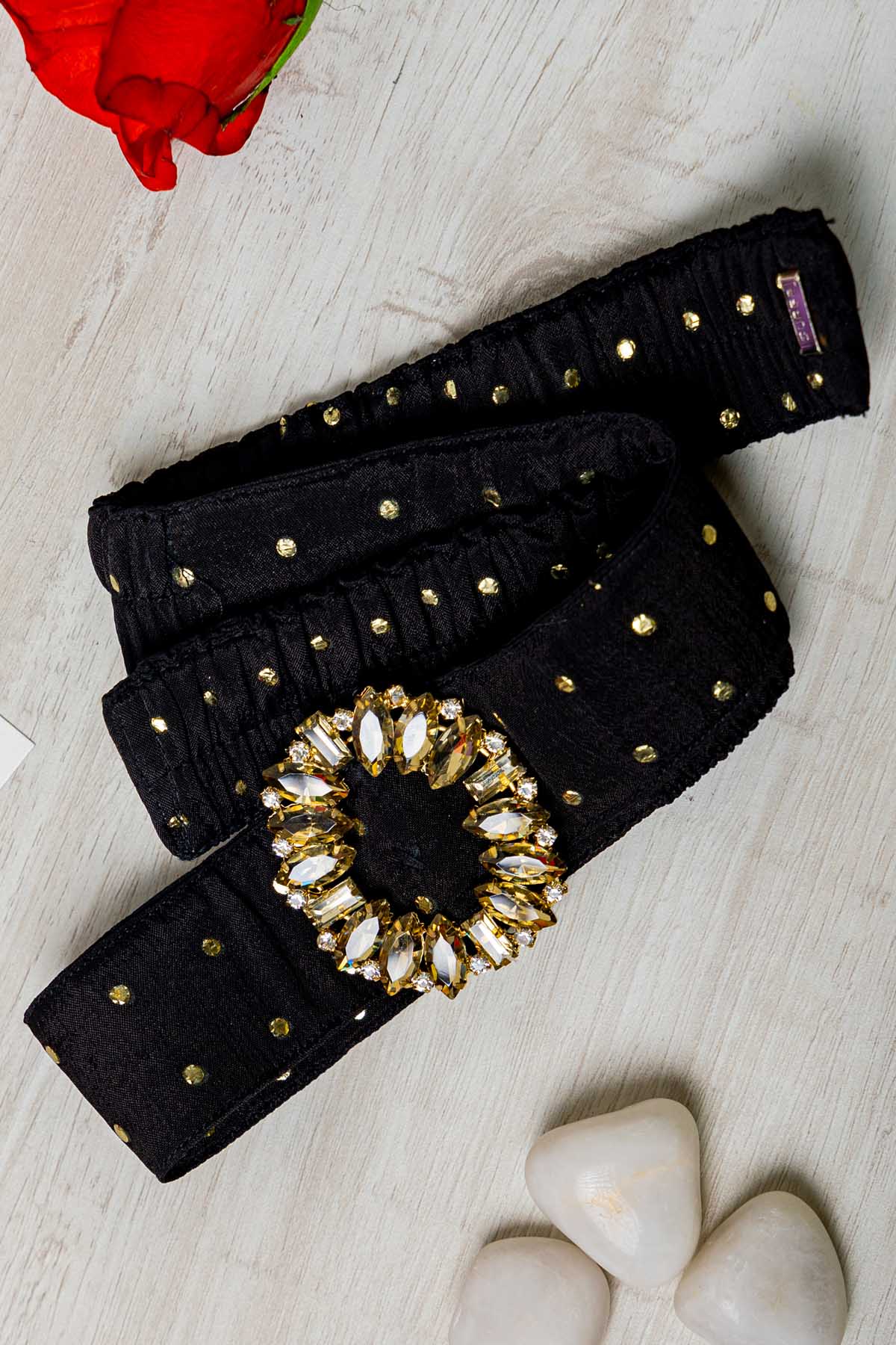 Etti Kapoor Black Embellished Broach Belt Accessories online at ScrollnShops