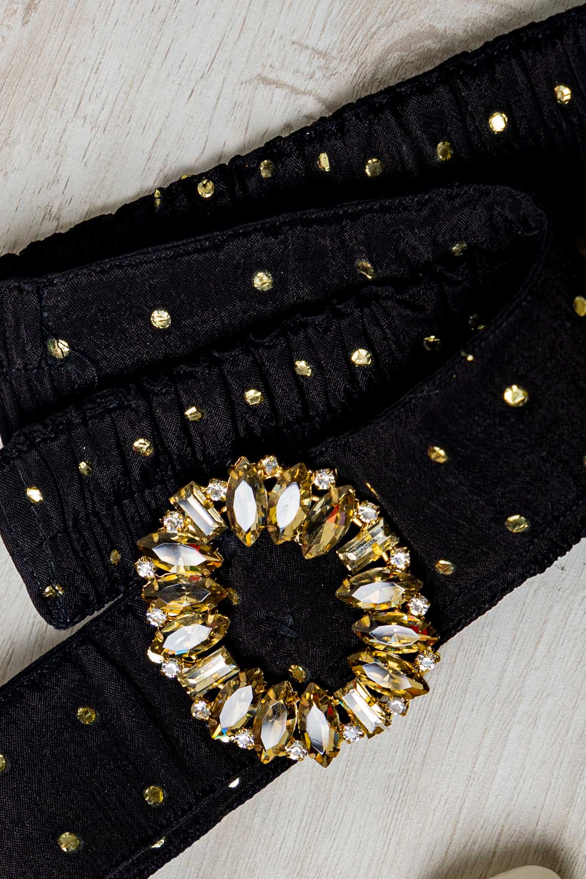 Black Embellished Broach Belt