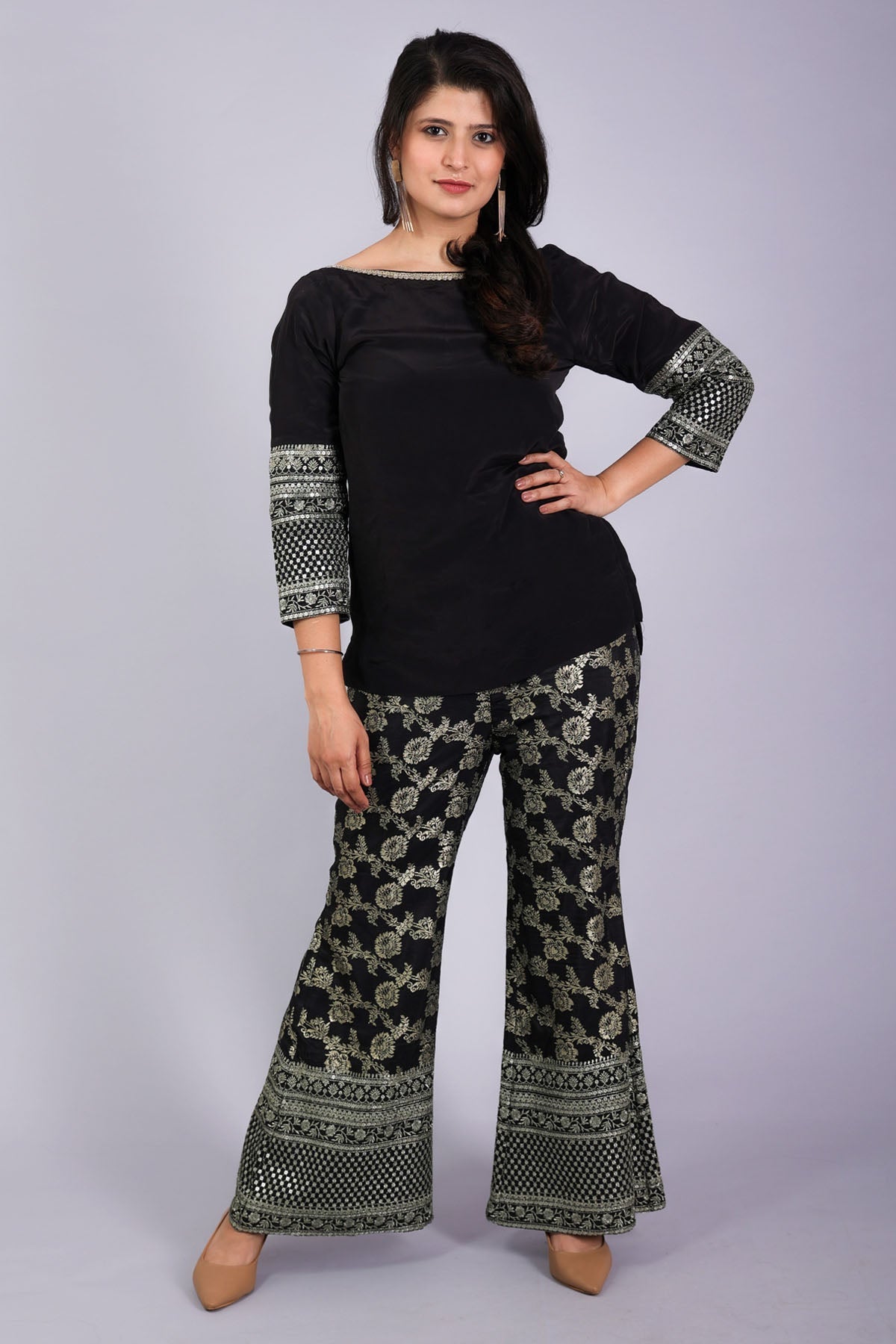 Etti Kapoor Black Embellished Co-ord Set for women online at ScrollnShops