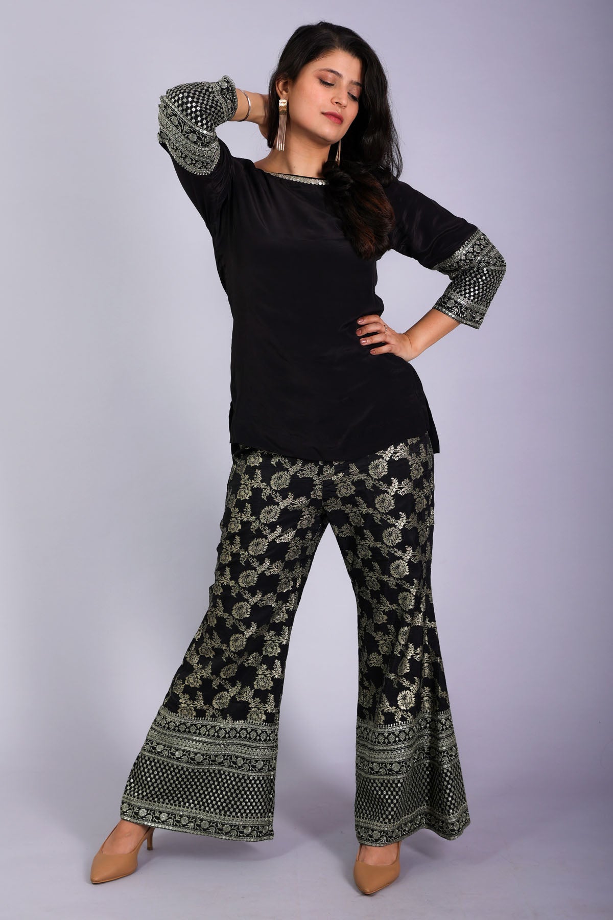 Black Embellished Co-ord Set