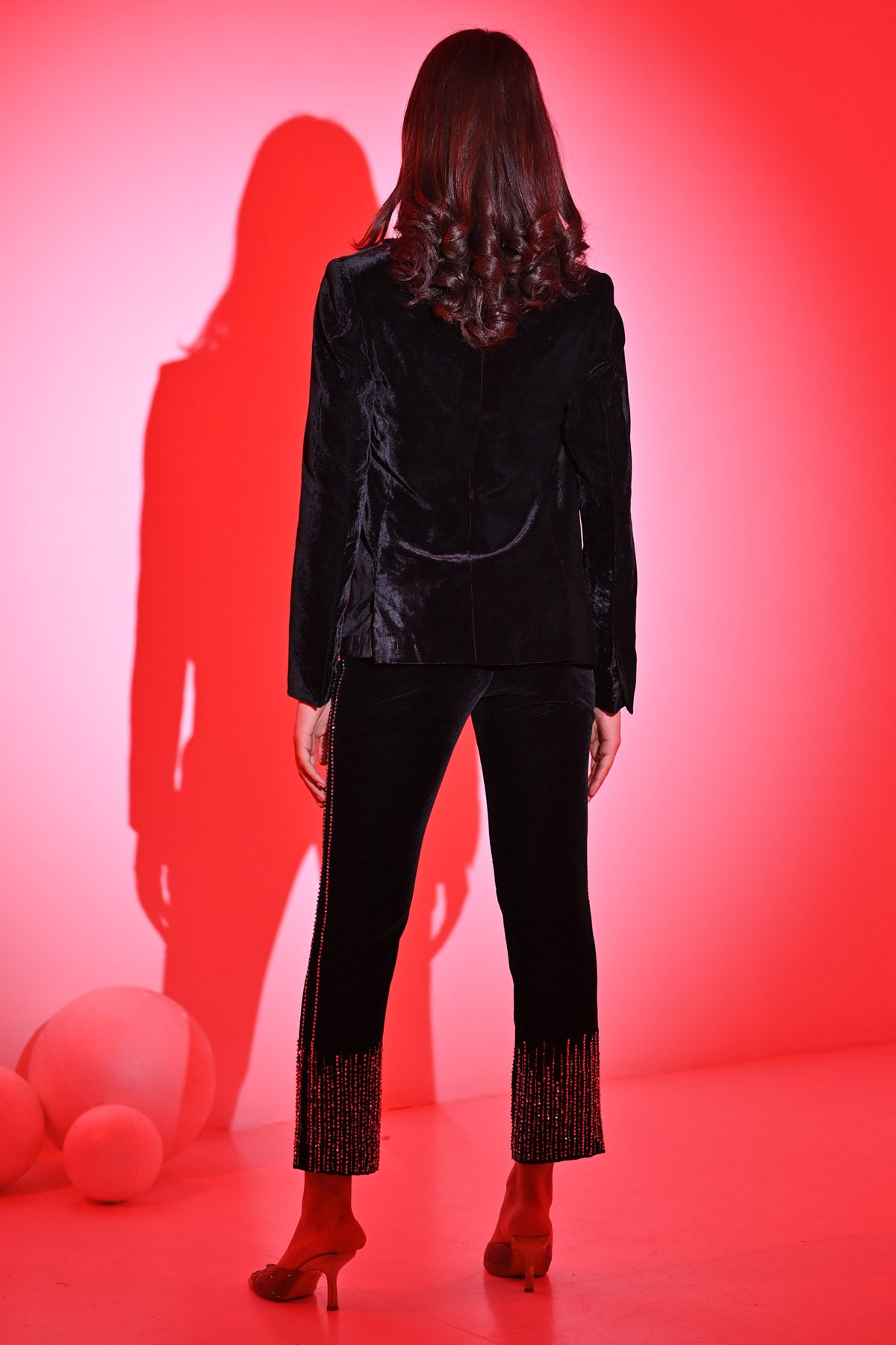 Black Velvet Embellished Co-ord Set