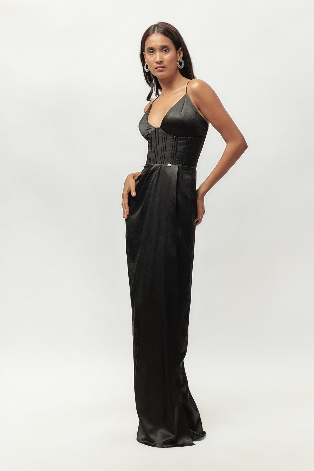 Black Embellished Corset Gown