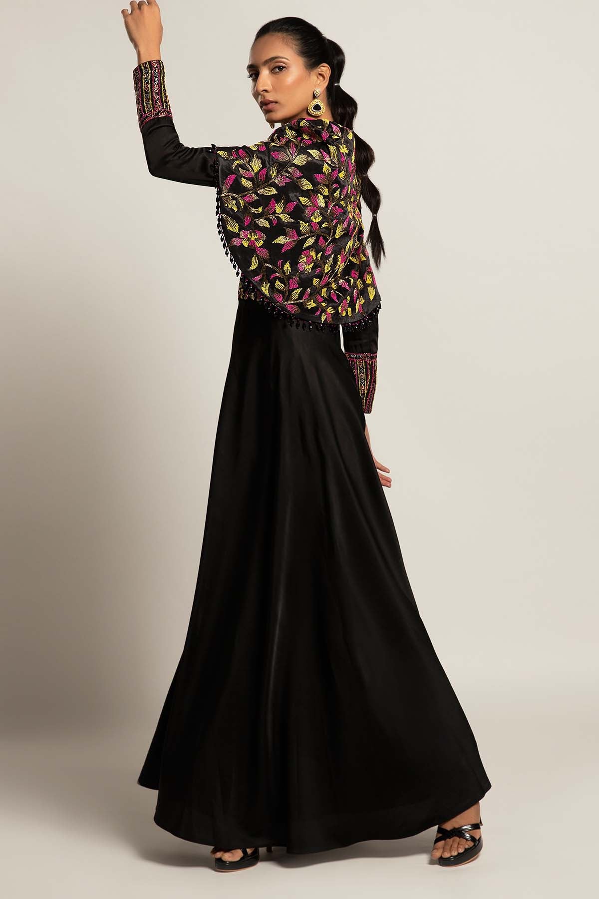 Black Embellished Flare Jumpsuit