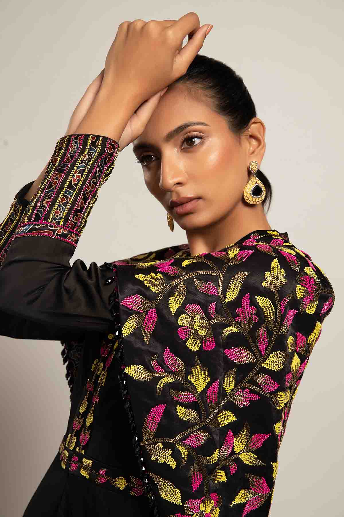 Black Embellished Flare Jumpsuit