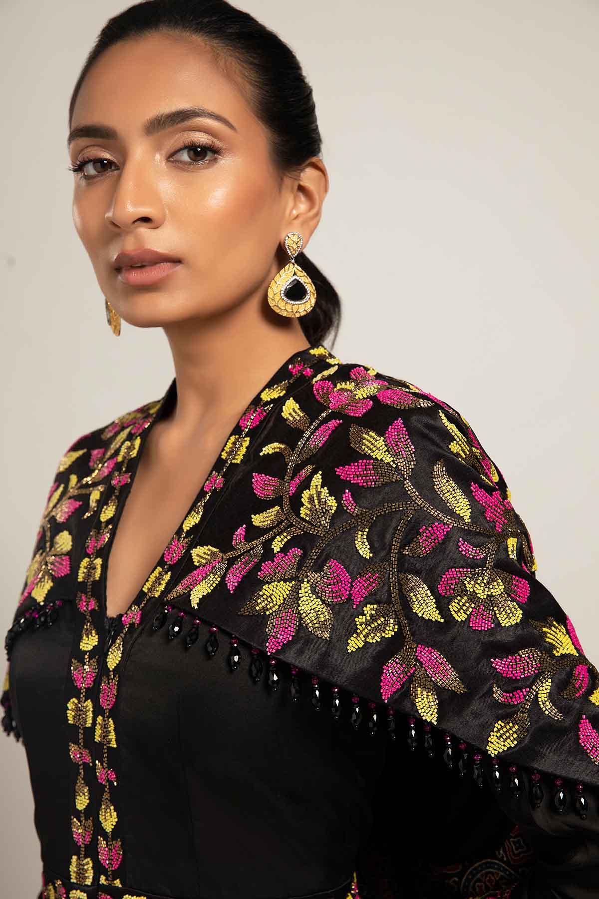 Black Embellished Flare Jumpsuit